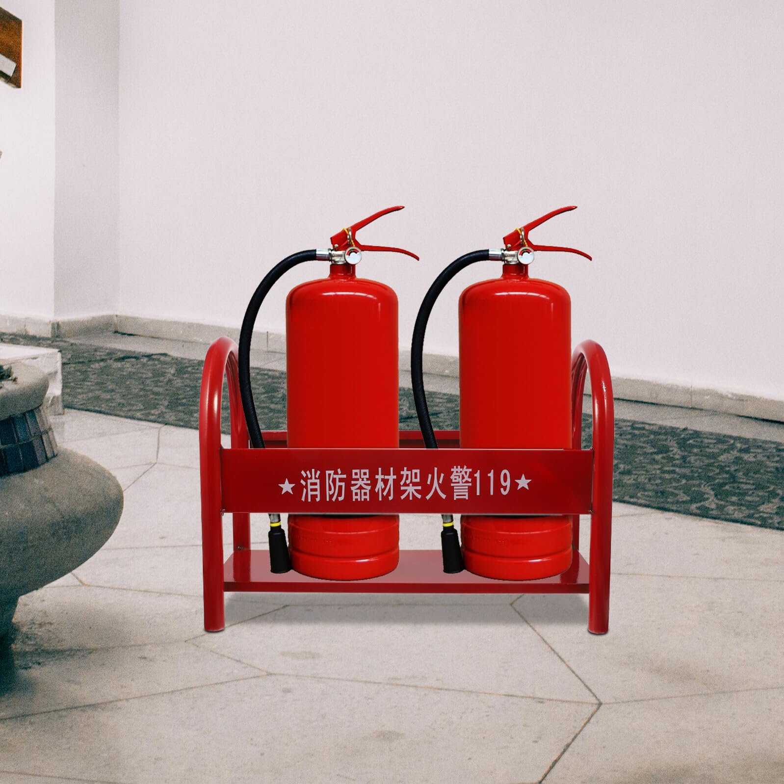 FRCOLOR Soporte Metálico Rojo para Extintor de Incendios de 2-4 Kg Estante Resistente para Almacenamiento Seguro Hogares Oficinas y Comercios