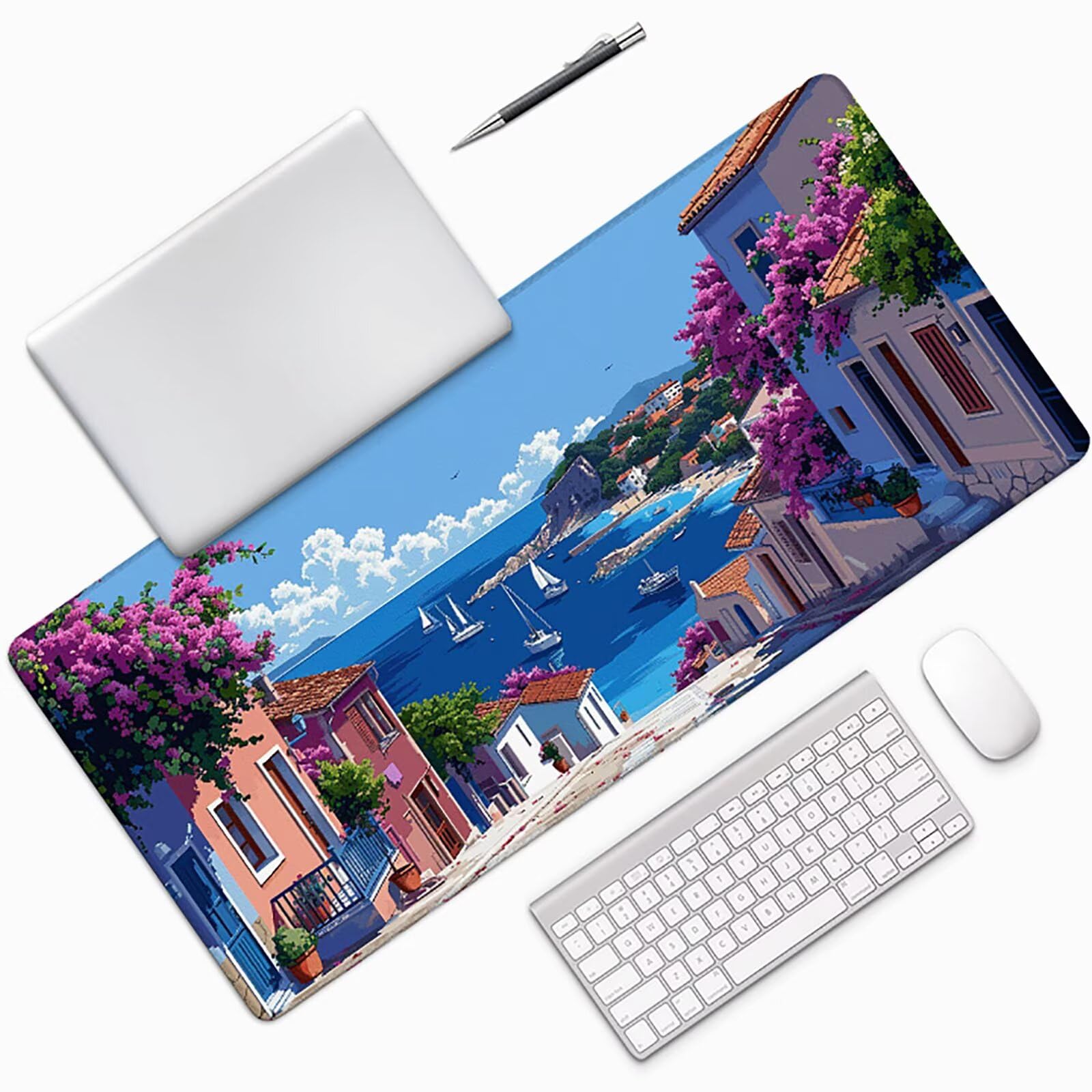 Paesaggio Tappetino Mouse Gaming xxl 1000 x 500 mm, Tappetino Scrivania Blu Con Bordi Cuciti, Presa Stabile su Superfici Lisce, Impermeabile Antiscivolo Mouse Pad per Gaming Accessori Regalo j2-152