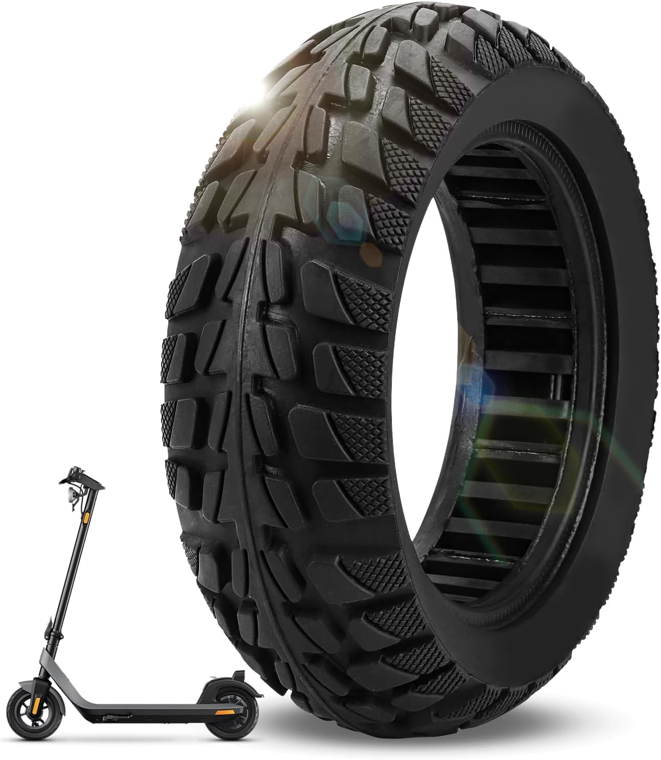 Uxsiya Off Road Solid Tire, 10 Inch Rubber, 235/75R9.3, Electric Scooter Replacement, Anti-Wear, Non-Slip, All Weather Usage