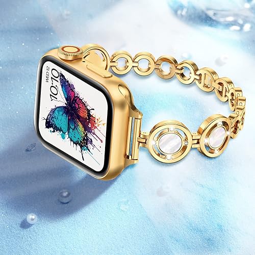 Vista 6 de Fitlink Correa de reloj Apple con purpurina delgada con diamantes de 1.496 pulgadas, 1.575 pulgadas, 1.614 pulgadas, 1.654 pulgadas, 1.732 pulgadas