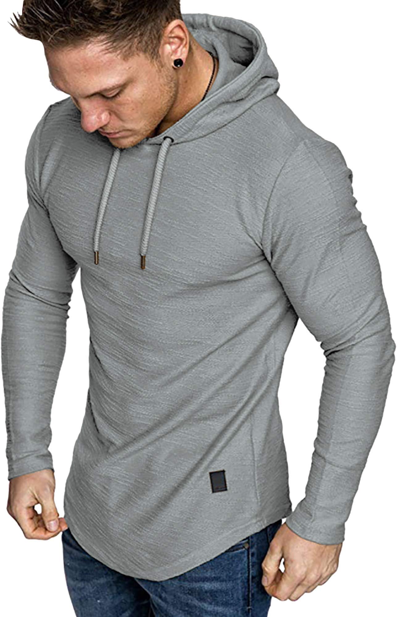 LexiartMens Fashion Athletic Hoodies Sport Sweatshirt Solid Color Fleece Pullover