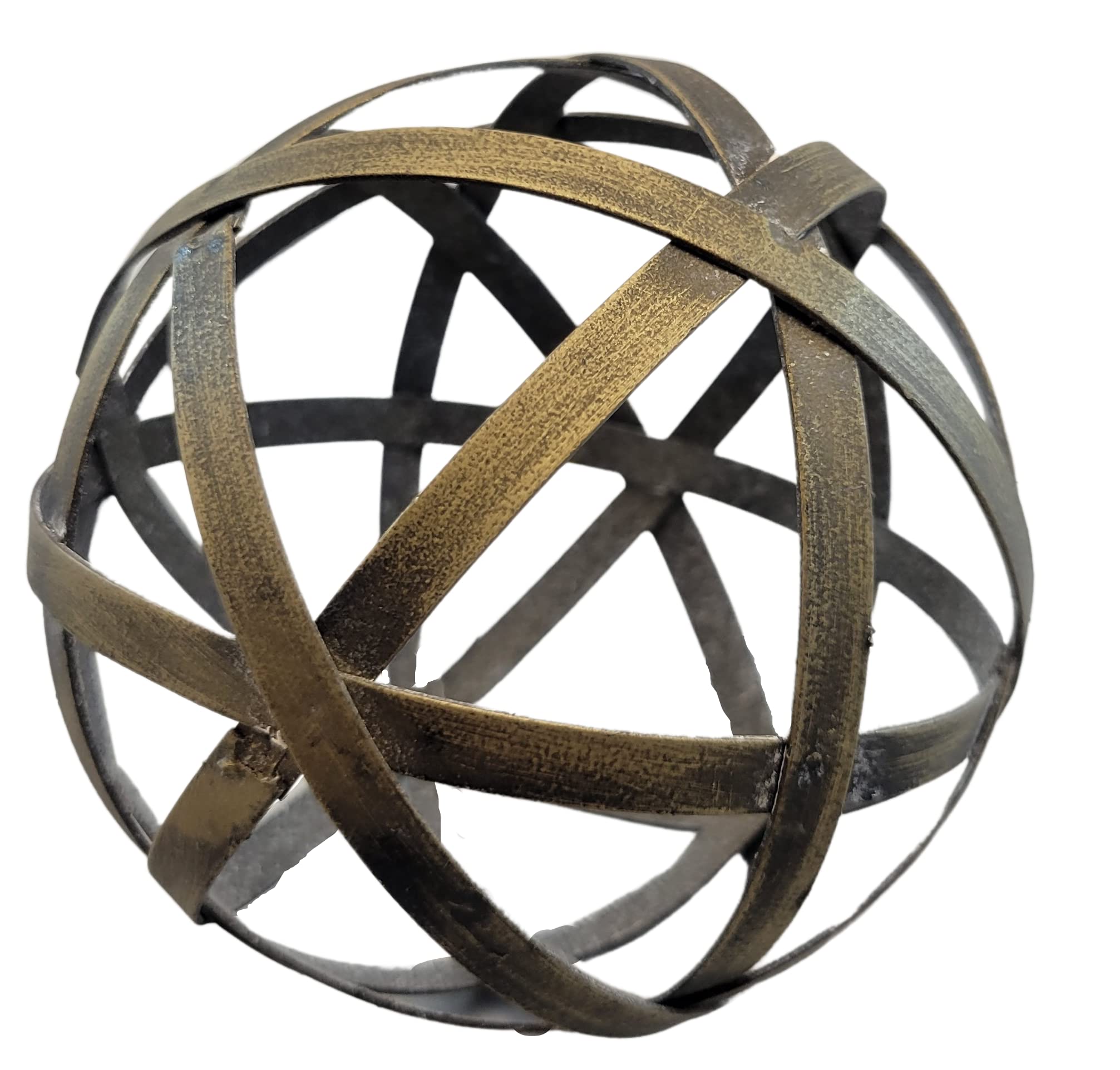 Audrey's Woven 4 inch Brass Decorative Orb Metal Decor Balls Accent Bowl Spheres Art