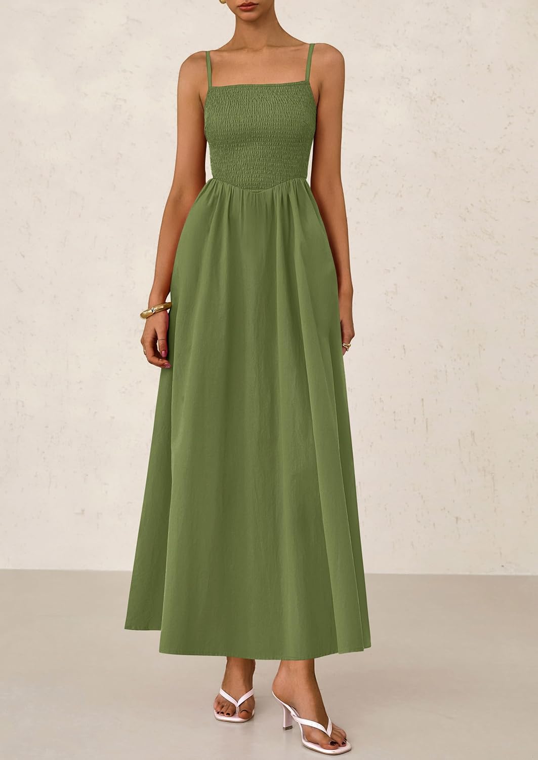 PRETTYGARDEN Women's Smocked Maxi Dresses 2026 Summer Sundress Casual Spaghetti Strap Swing A Line Long Flowy Beach Dress - Image 7