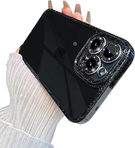 Miniatura 8 de Eiyikof Funda para iPhone 13 Pro Max con protector de lente de cámara brillante diseño de diamantes brillantes parte trasera delgada y transparente