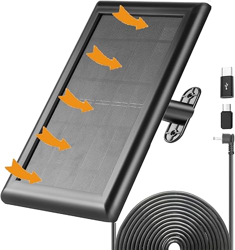 Miniatura 3 de Panel solar para batería de cámara con foco de anillo, cargador de panel solar de 3 W con conector de 0.138 inpuerto micro USBUSB C, panel solar