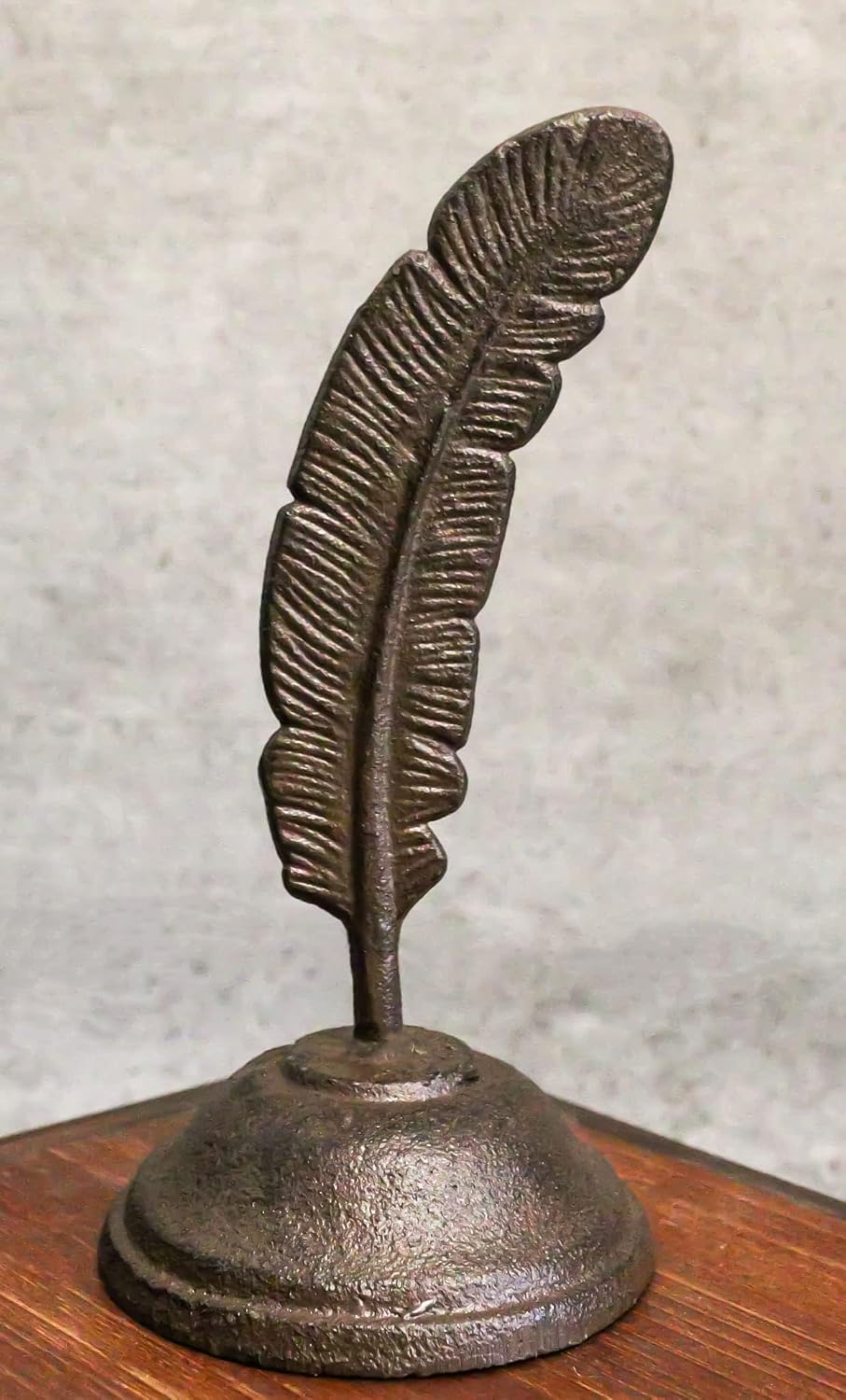 Ebros Gift Rustic Western Country Cast Iron Brutalist Eagle Feather On Bell Base Ink Stand Paperweight Sculpture Native American Indian Tribal Dreamcatcher Symbol Tabletop Desk Accessory