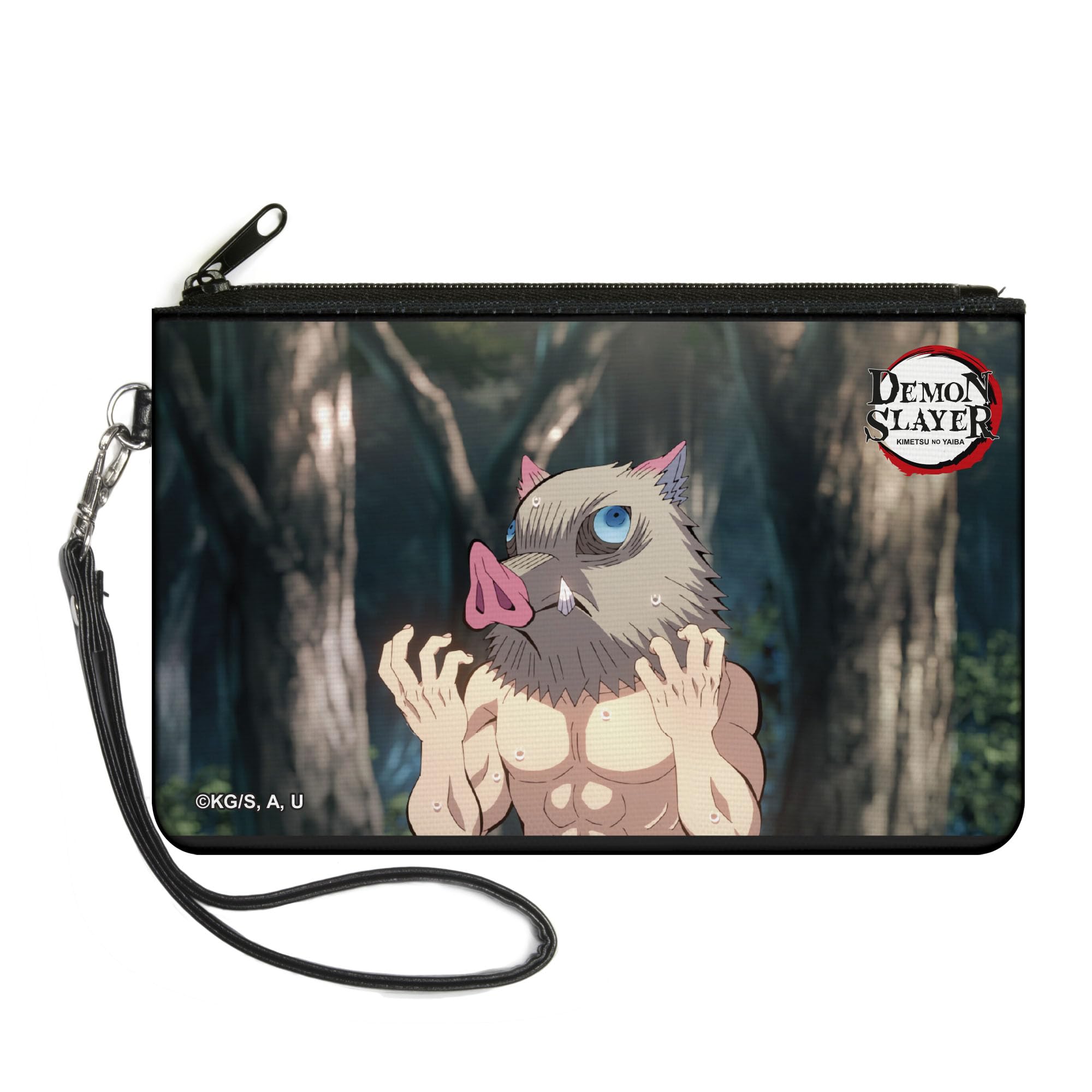 buckle-down Demon Slayer Wallet, Zip Clutch, Demon Slayer Inosuke Hashibira Boar Head Pose and Title Logo, Canvas-picture-53