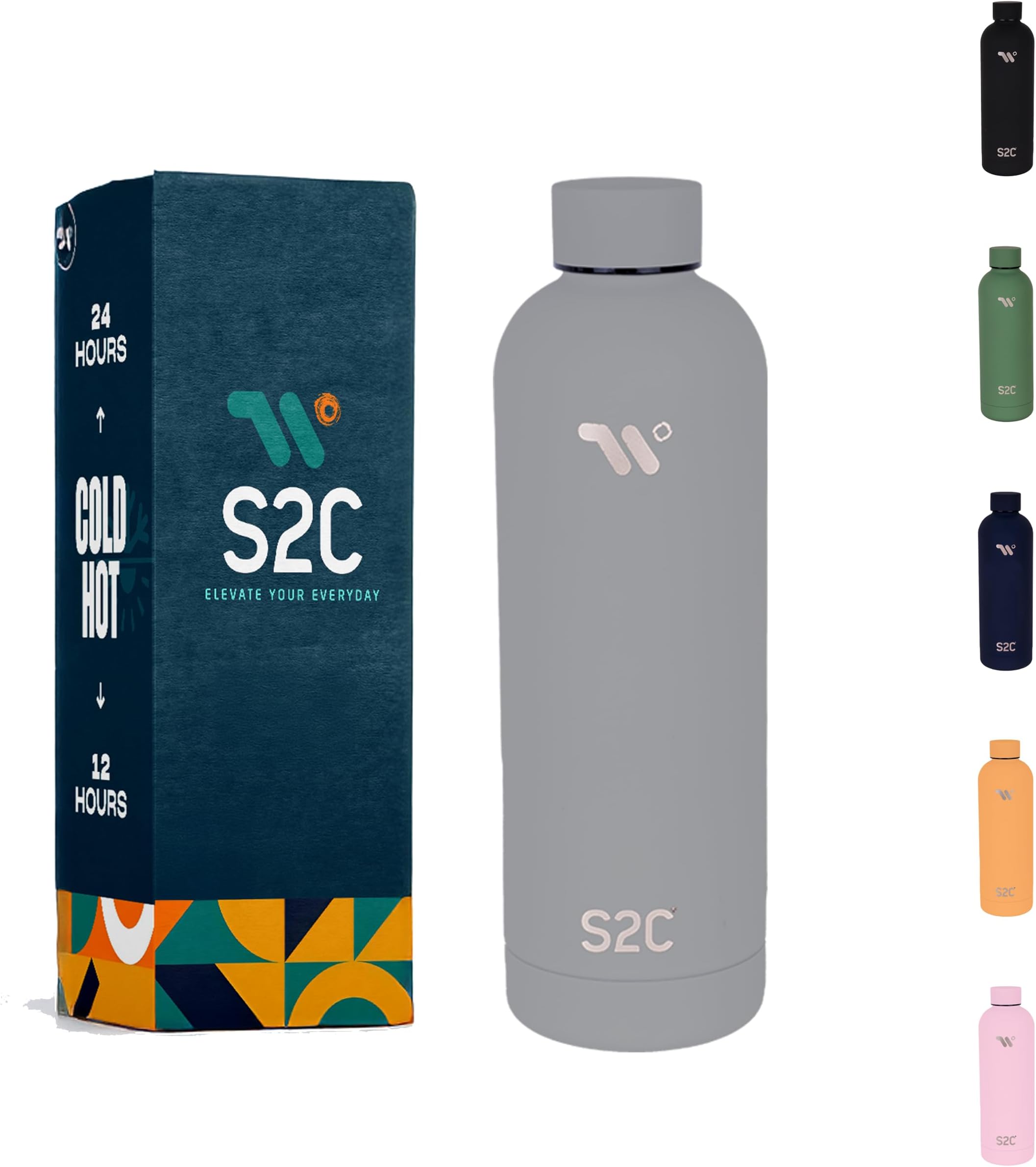 Water Bottle Stainless Steel 750ml - Double Wall insulated Water Bottles for Hot Water Gym Bottle Stainless Steel Water Bottle for Kids School Flask Bottle Hot water bottle (GREY, 750ml)