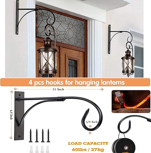 Miniatura 2 de Fashion&cool Paquete de 2 soportes para colgar plantas, 11 pulgadas, para colgar plantas al aire libre e interior, ganchos decorativos para colgar