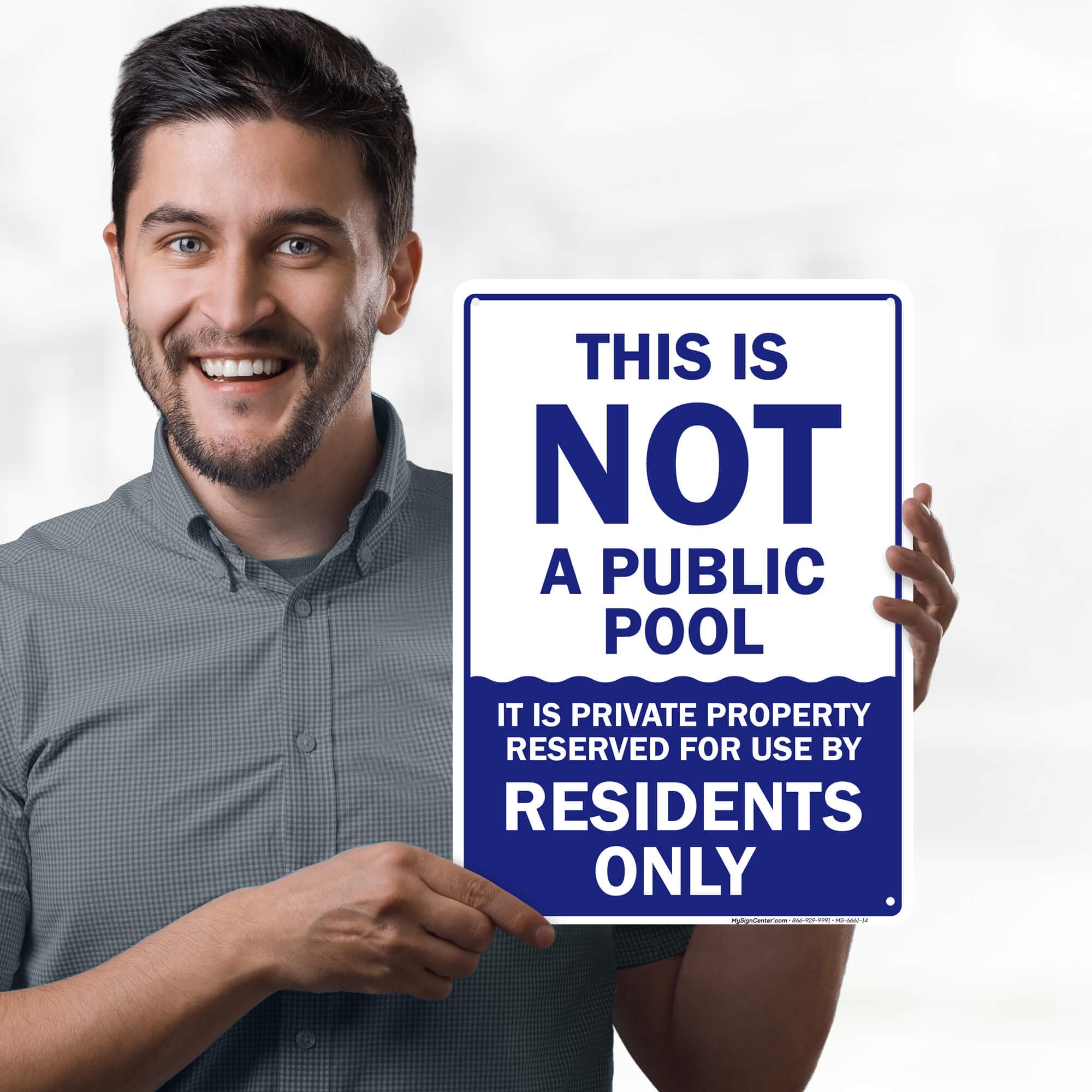 This Is Not A Public Pool, It Is Private Property Reserved For Use By Residents Only Sign, 10x14 Inches, Rust Free .040 Aluminum, Fade Resistant, Made in USA by My Sign Center