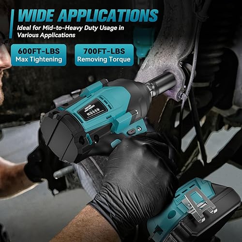 Miniatura 7 de Llave de impacto inalámbrica de 12 pulgada para batería Makita, pistola de impacto eléctrica sin escobillas de 600 pies (810 N.m), incluye luz de