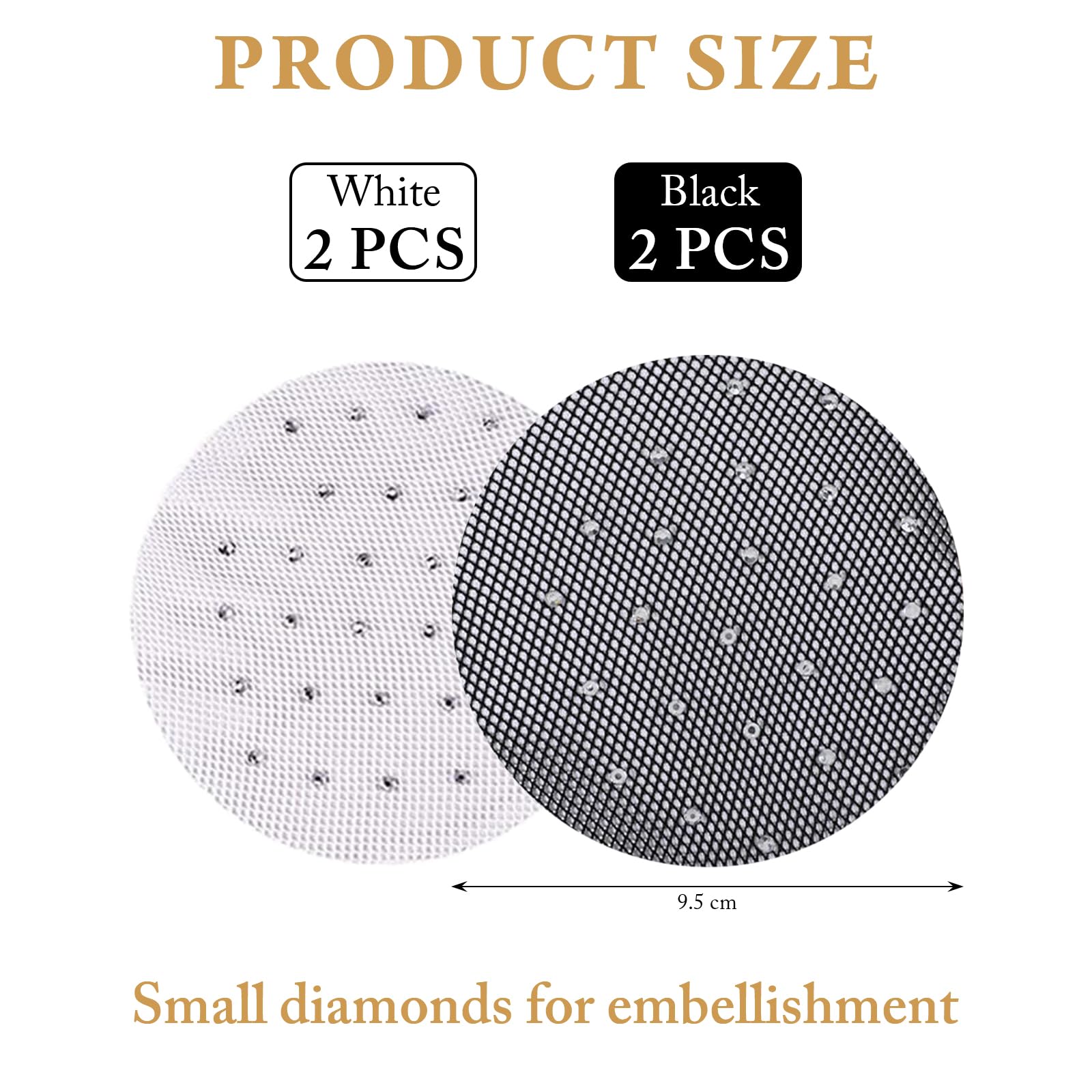 Aililong 4 Pezzi Hairnet Bun - 2 Nero + 2 Bianco con Strass, Elastico, per Balletto