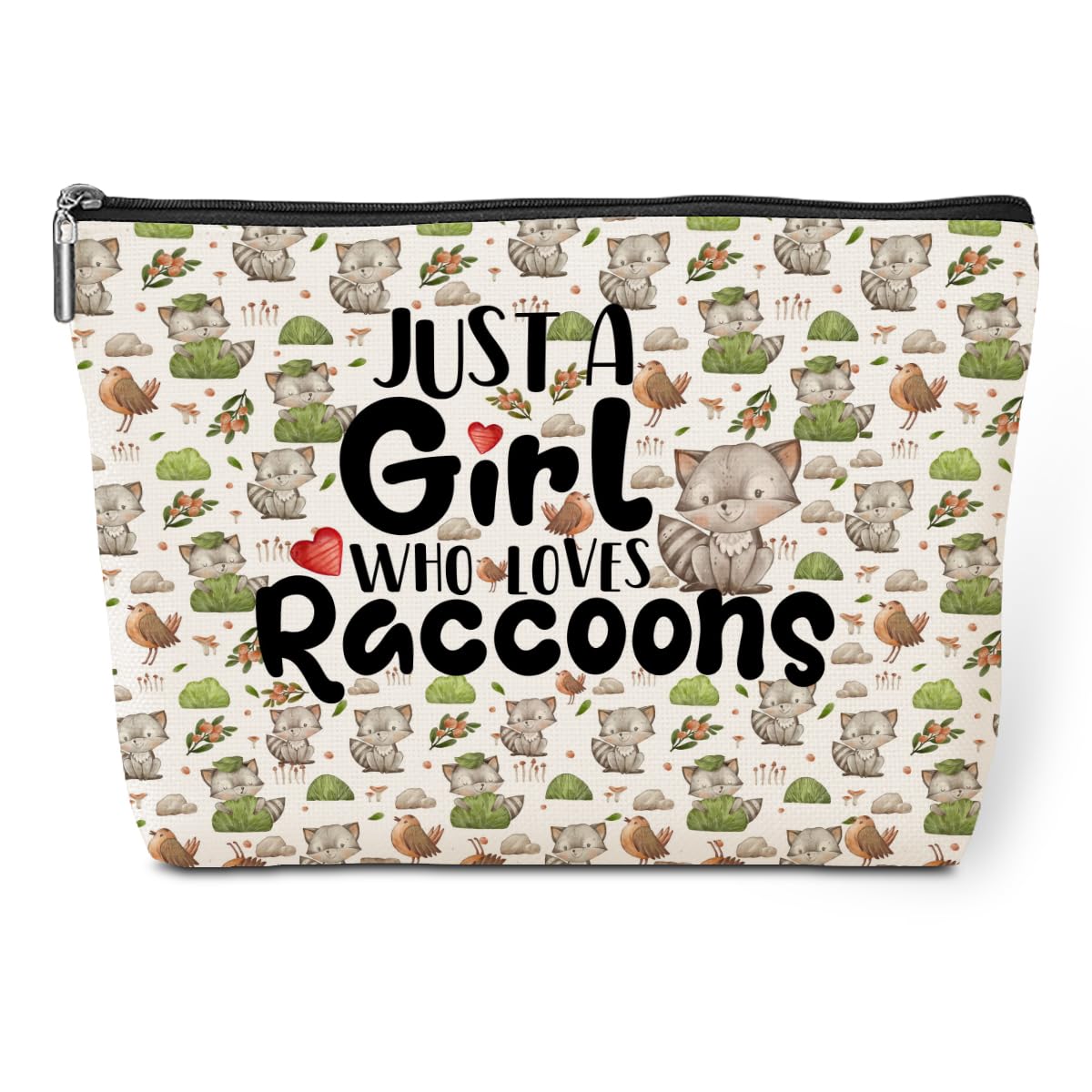 Cute Makeup Bag Funny Raccoon Cosmetic Bags Raccoon Gifts Raccoon Stuff Supplies for Animal Raccoon Lovers Women Girl Breeder Daughter Nurse Coworker Friend Sister Birthday Christmas Toiletry Bag,