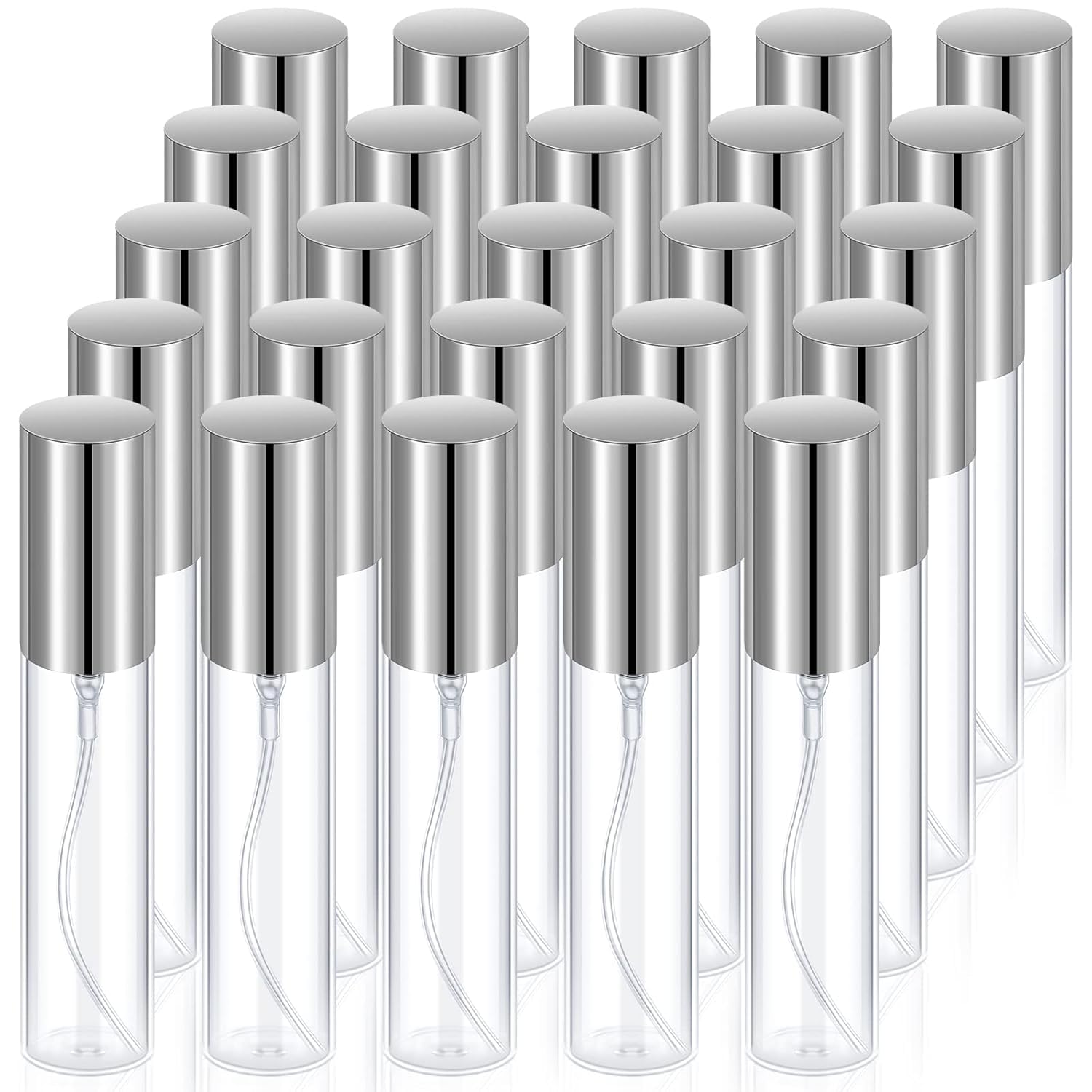 Hunky Dory 12pcs Royal 20ml Empty Clear Glass Delicated Perfume Spray Bottles with Metally Pump (Pack of 12, Silver)-picture-47