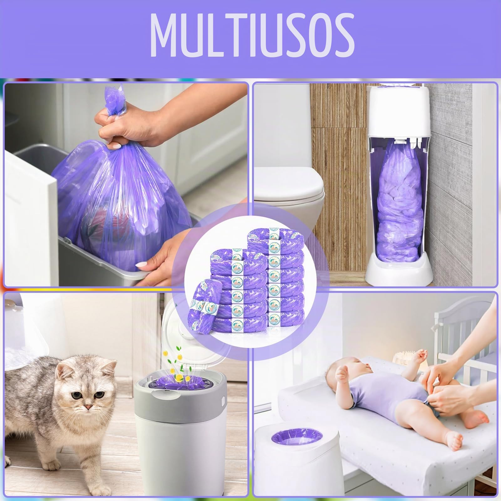 15 unidades de cartuchos de recambio para cubos de pañales, excelente sellado, bolsas de recambio compatibles con Tommee Tippee Sangenic Tec+Simplee Sangenic+Twist & Click