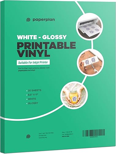 Miniatura 6 de Papel adhesivo para impresora de inyección de tinta paquete 2 paquetes x 20 hojas papel adhesivo de vinilo imprimible para Cricut brillante de 85 x