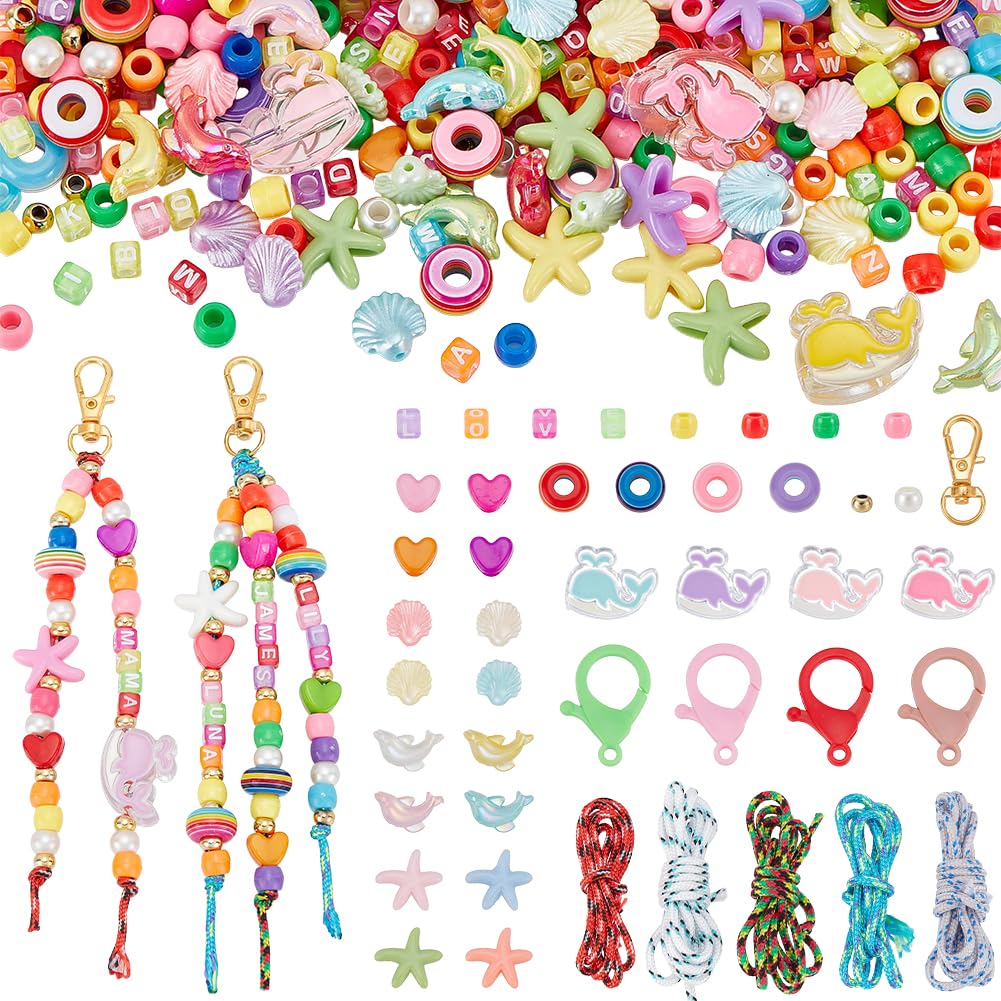 Kit de fabricación de llaveros de letras y figuras del océano ideal para cumpleaños