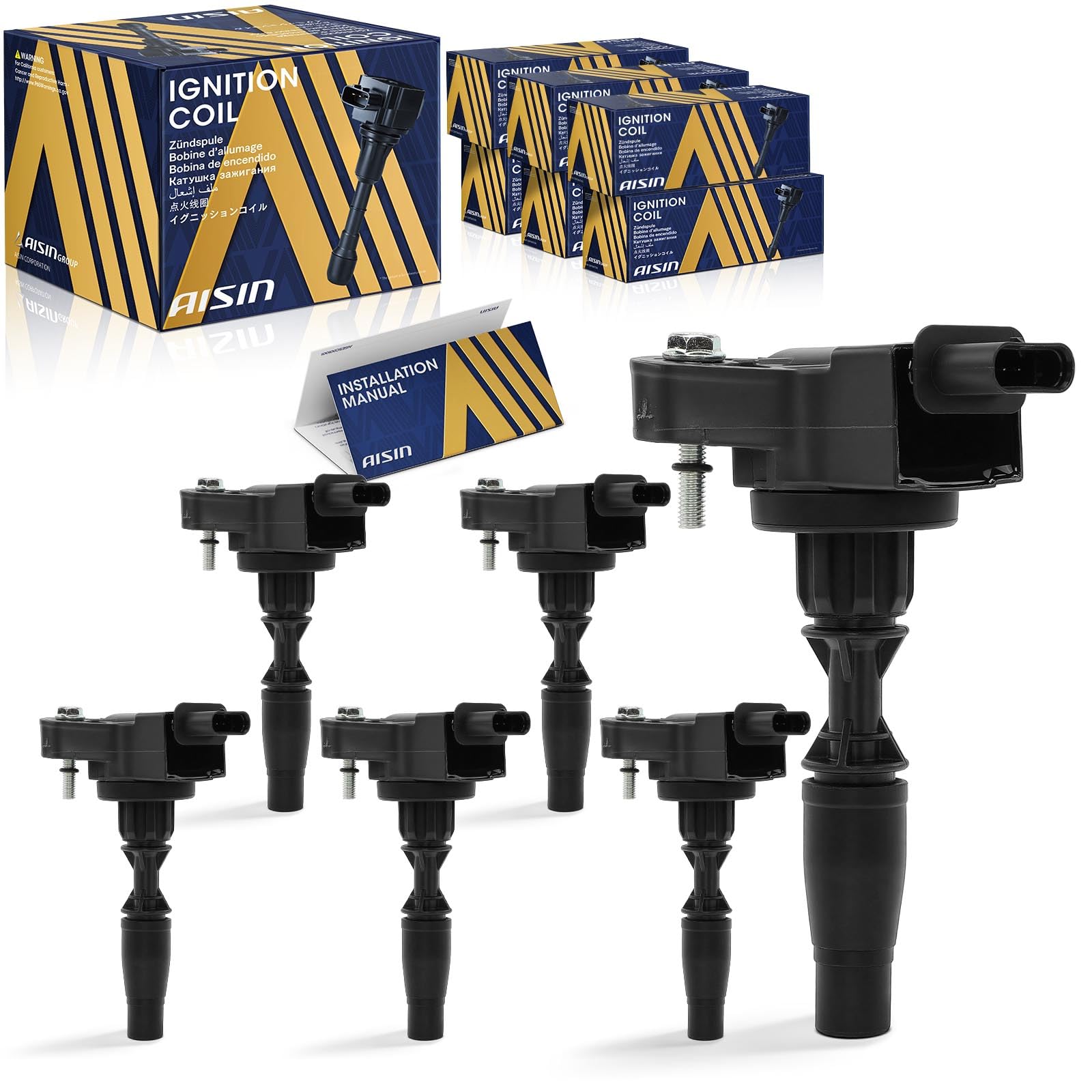 Photo 1 of AISIN AFTERMARKET ESCGM-00118 Pack of 6 Ignition Coils - Compatible with Chevrolet Colorado 2017-2022, Camaro 2016-2021, Cadillac CTS 2016-2019, GMC Acadia 2016-2020, Canyon 2017-2019 - 6Cyl 3.0L 3.6L