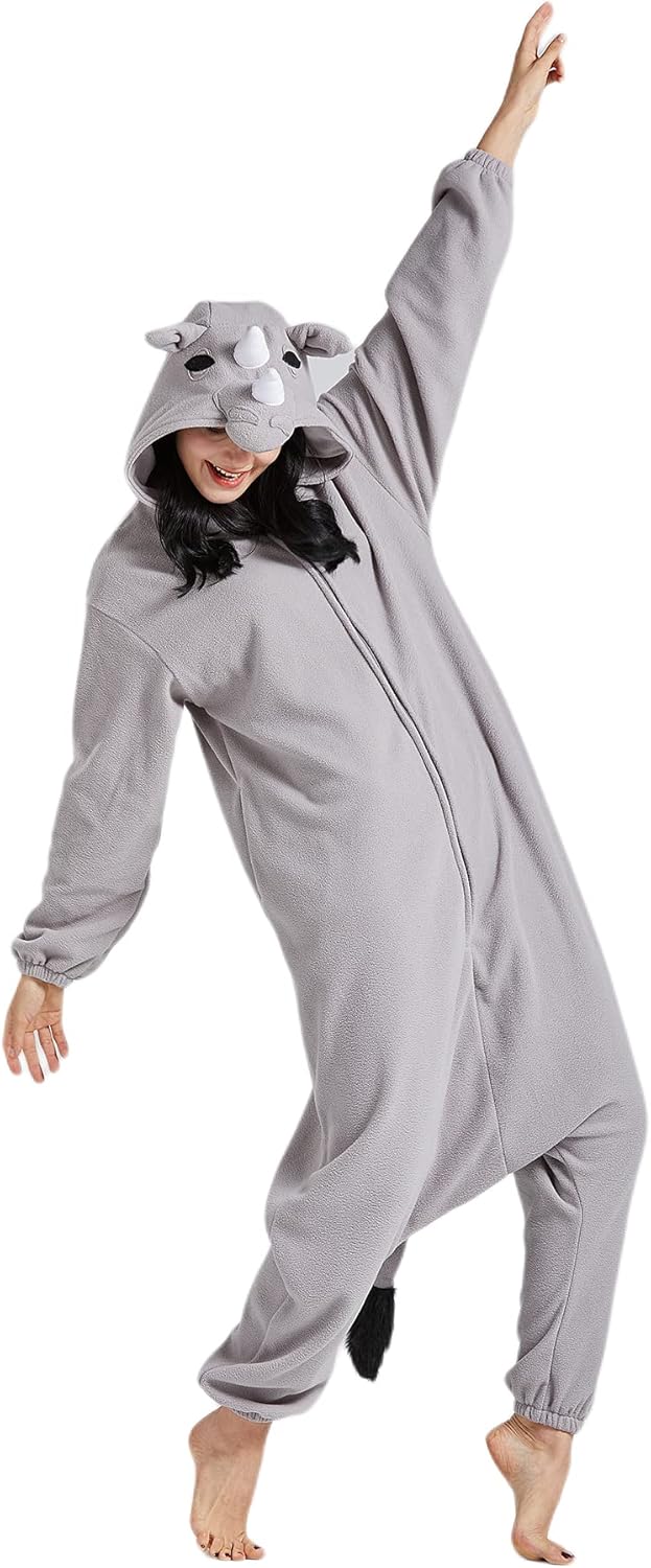 DarkCom Rhinos Onesie Halloween Costume One Piece Unisex Adult Pajamas Women Men Sleepwear Christmas Pajamas - Image 4