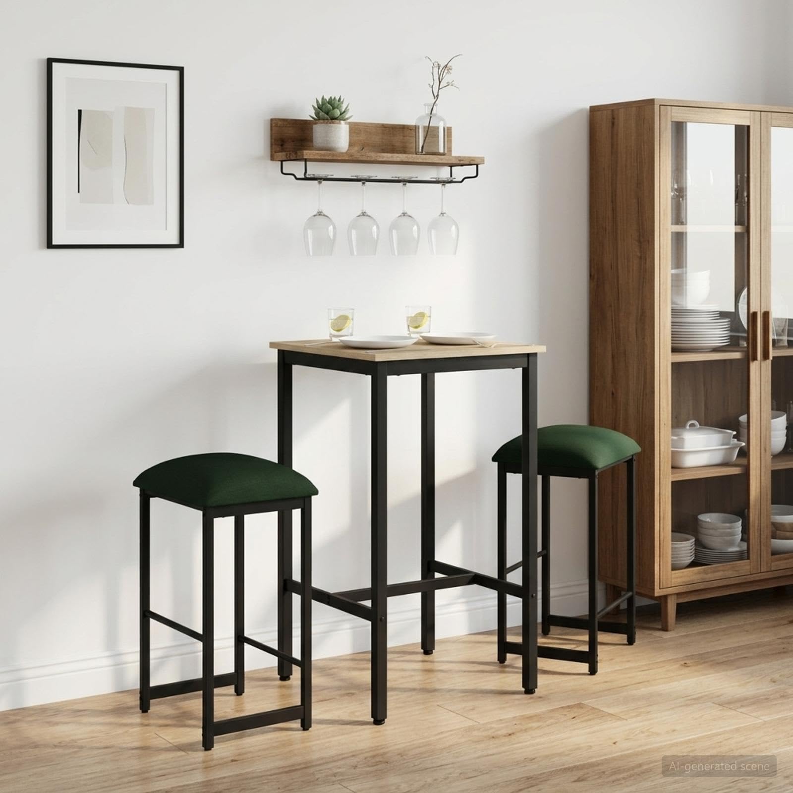 vidaXL Sgabello da bar 2 pcs Verde Scuro 40 x 32 x 74 cm, Puff rettangolare per soggiorno, design moderno, seduta regolabile, poggiapiedi comodo, struttura elegante