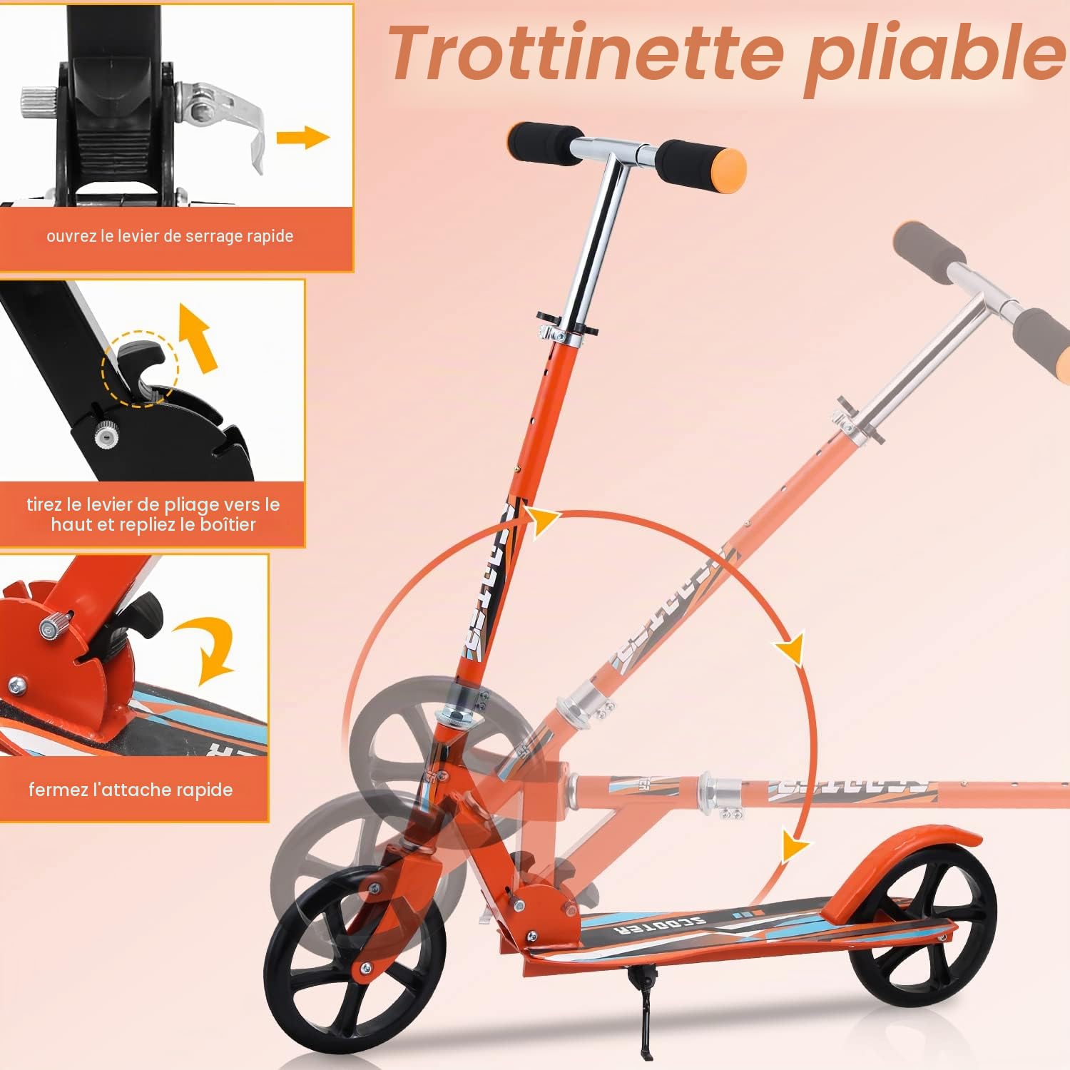 Sonnewelt Trotinette Enfant,Guidon Ajustable,avec bandoulière réglable,jusqu'à 100 kg,Construction Durable,Amortisseur ShockResist Frein