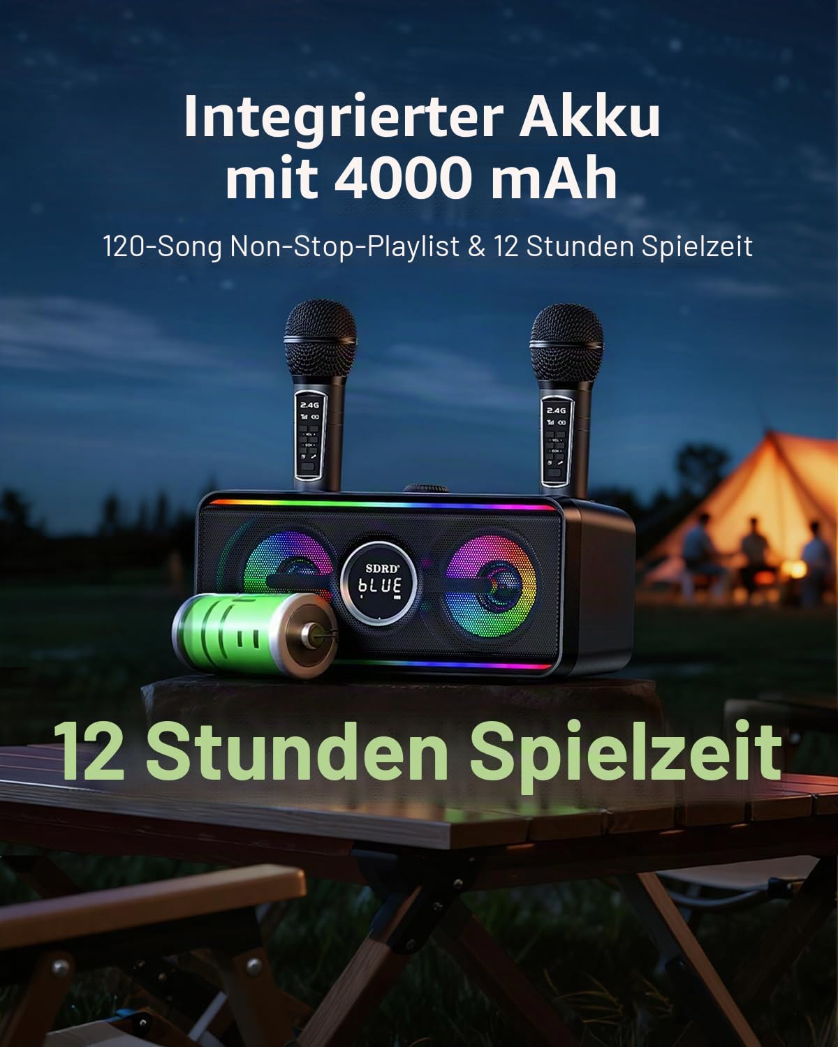 216 Bluetooth-Karaoke-Maschine für Erwachsene und Kinder mit Aufbewahrungs- und Ladestation, Leistungsstarkem Karaoke-System, 12 Stunden Spielzeit, Wiederaufladbarem Kabellosem Mikrofon
