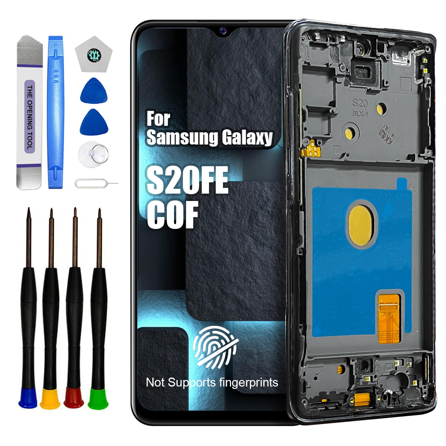 DTD INCELL COF ekran LCD do Samsung Galaxy S20 Fe 5G ekran dotykowy LCD, montaż zastępczy z zestawem naprawczym (czarny z ramką, bez rozpoznawania linii papilarnych, 6,5")