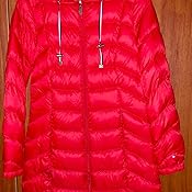 tommy hilfiger women's mid length packable down chevron quilt coat