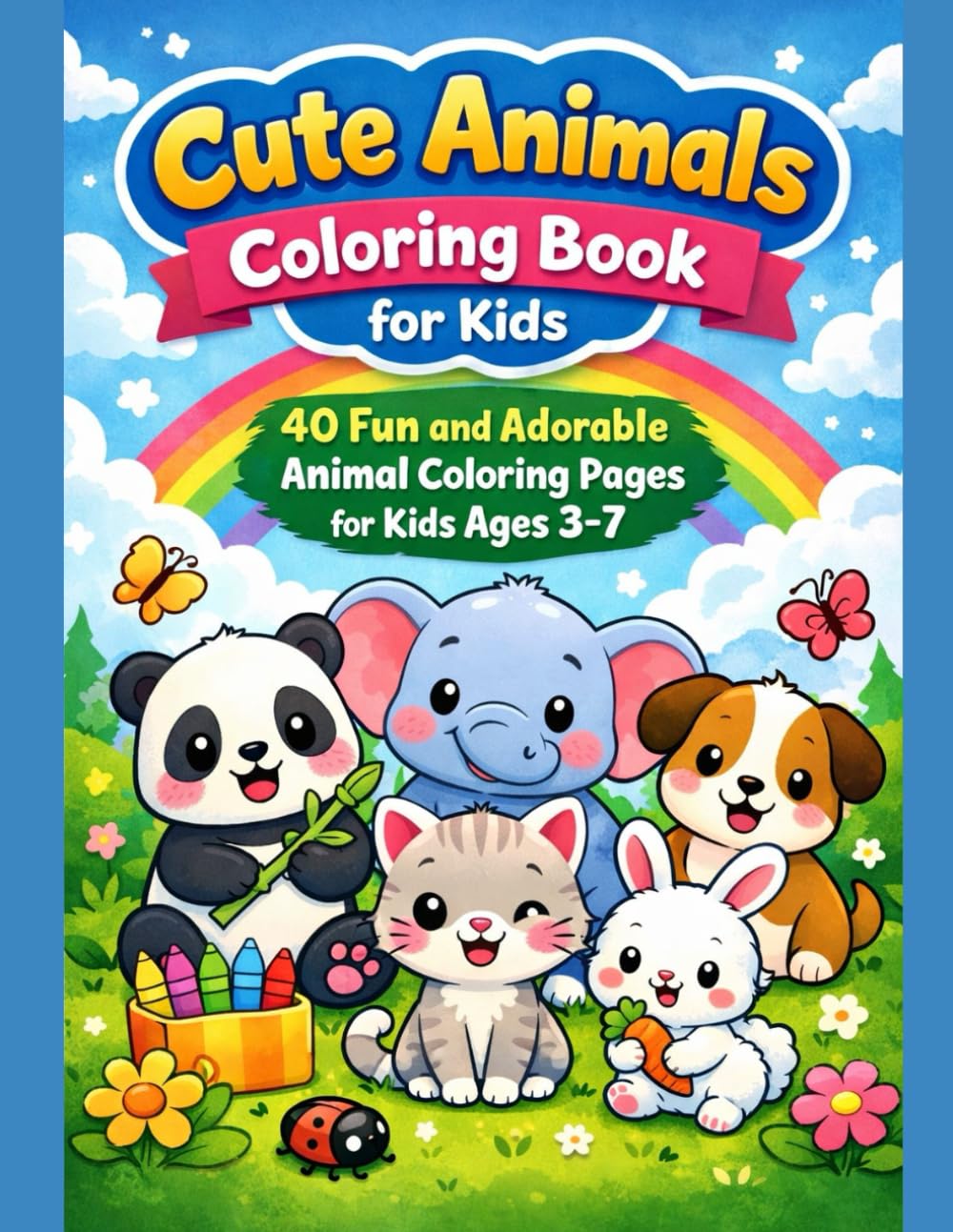 Cute Animals Coloring Book for Kids: 40 Fun and Adorable Animal Coloring Pages for Kids Ages 3–7