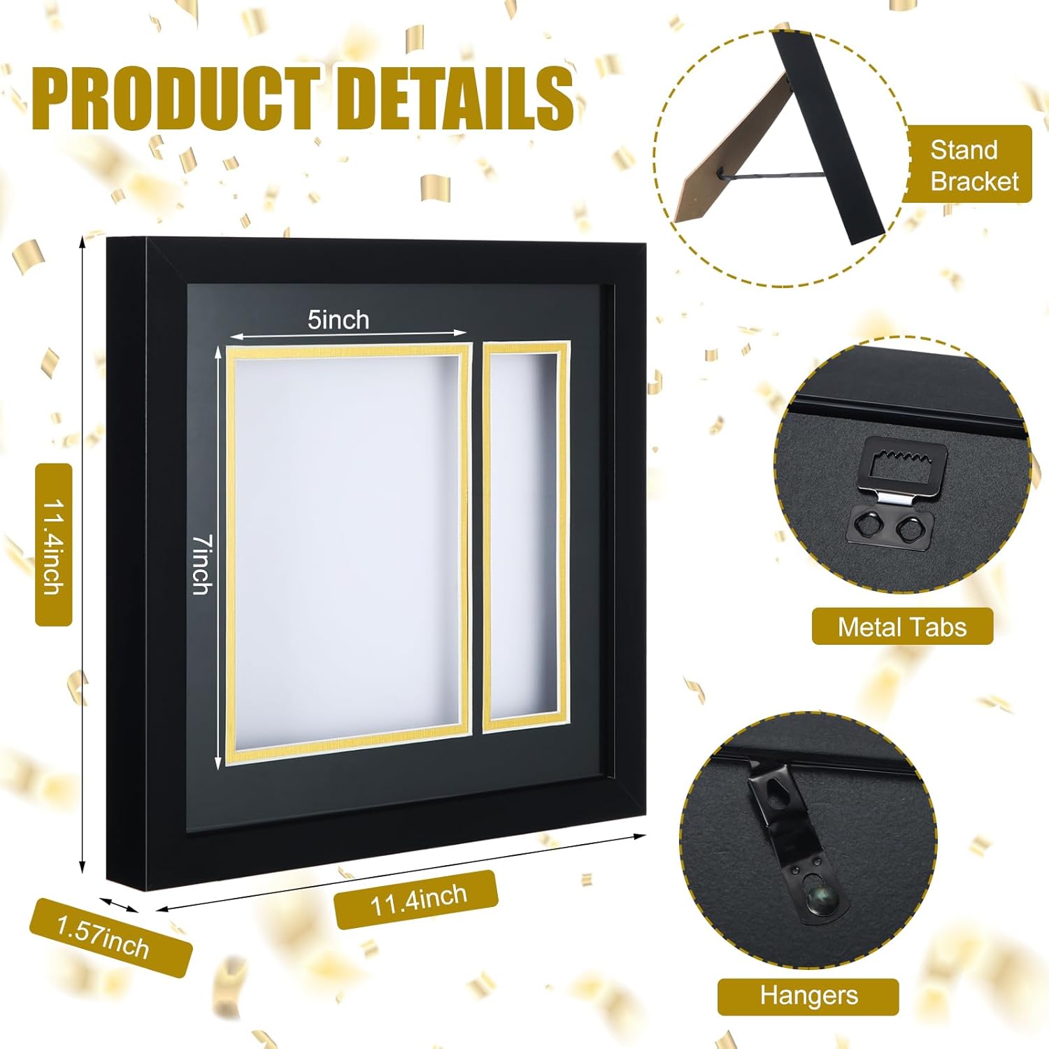 Graduation Photo Frame 5 x 7 with Tassel Holder for Pictures Photo Frame Elegant Double Mat 2026 Graduation Decor Gift for Graduate (Black)