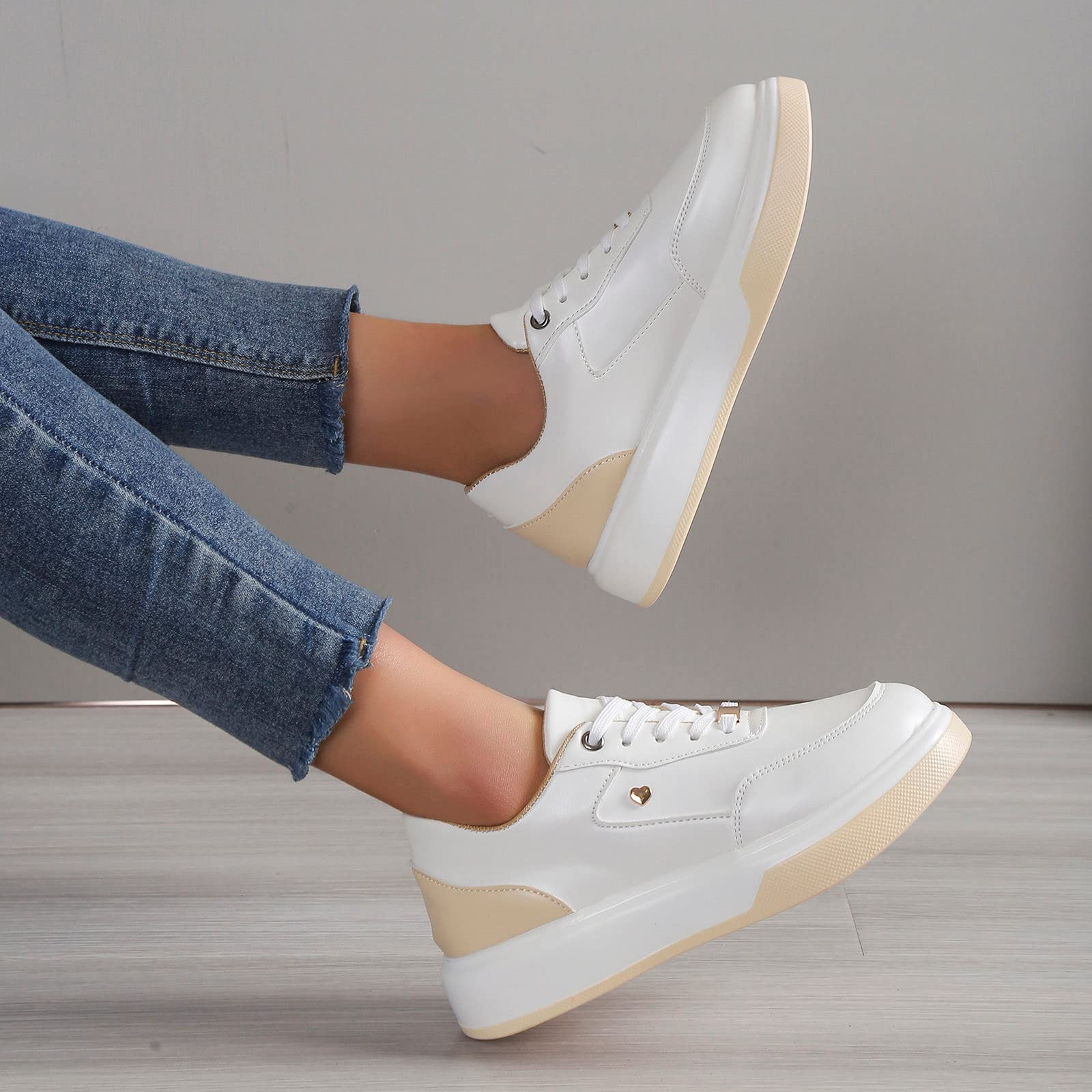 Zapatillas de deporte para mujer, de piel, cómodas, informales