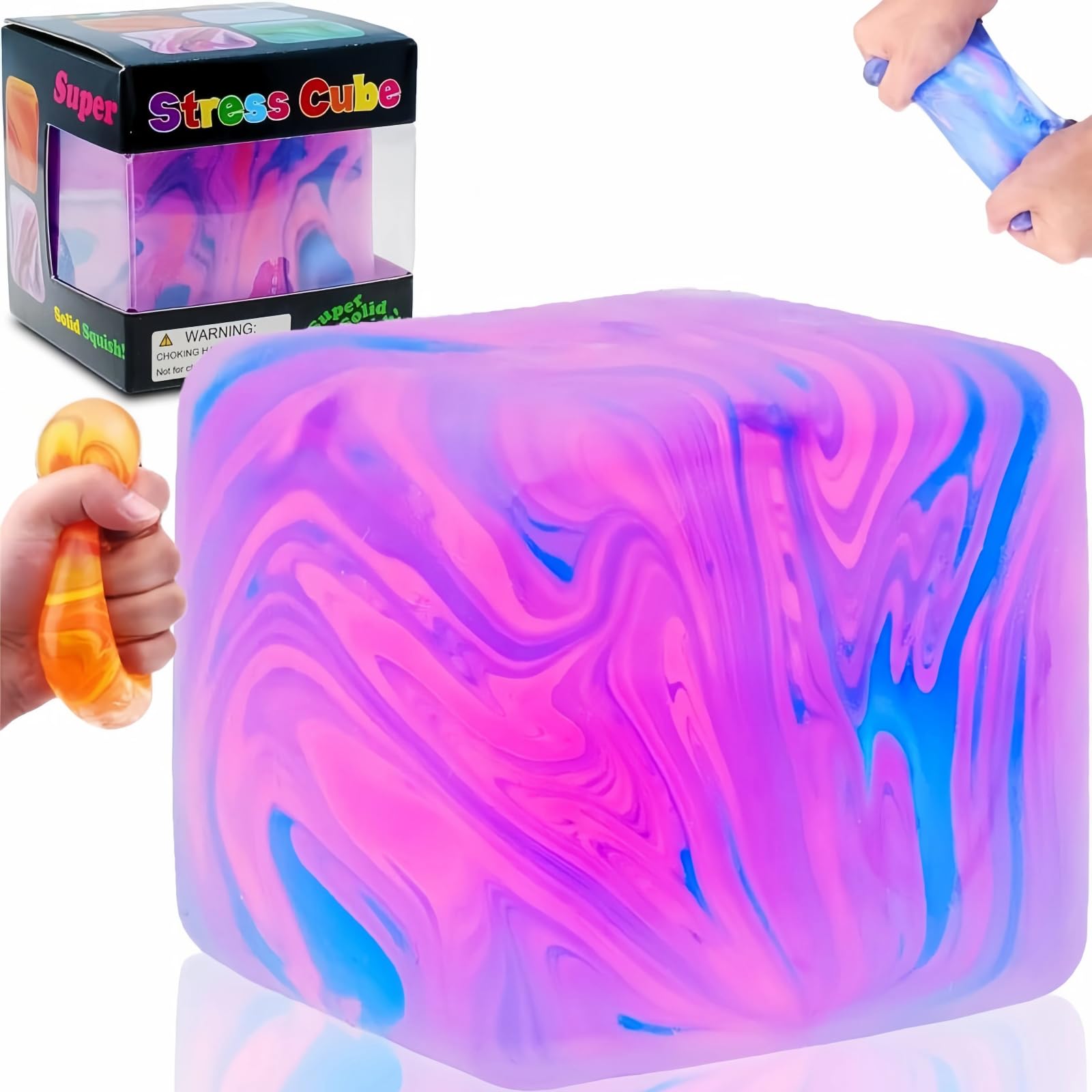 Squishy Stress Cube Toy – 5CM Ice Squeeze Ball, Sensory Toy for Kids, Teens & Adults, Fidget Toy for Stress, Anxiety & Focus (Blue) — view 8