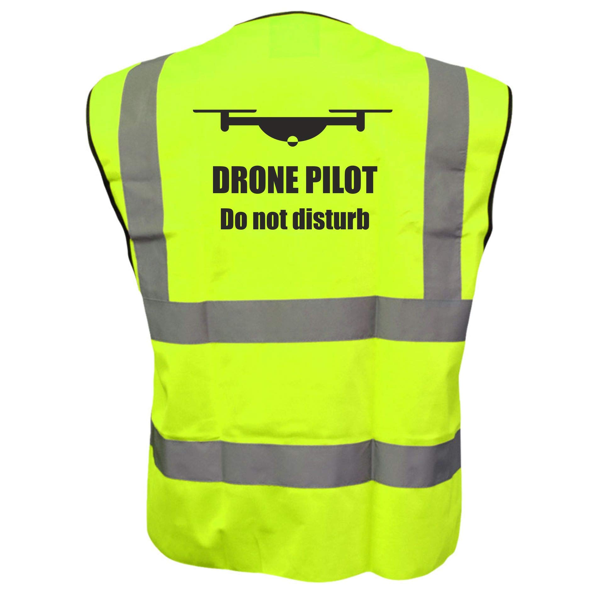Brook Hi Vis UK Drone Pilot Do Not Disturb Printed Yellow Vest, Aerial Photography, Events, Large