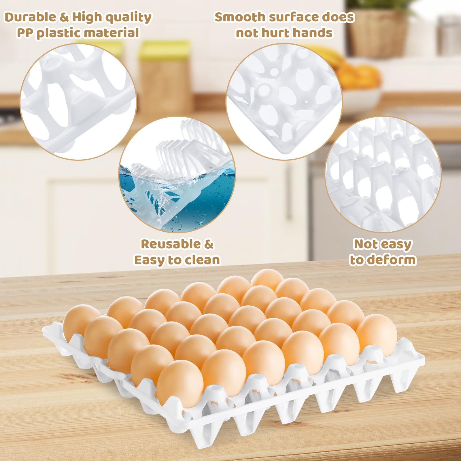 Confezione da 12 scatole per uova in plastica, impilabili, ognuna contiene 30 uova, vassoi per uova sfuse per allevatori di polli domestici per imballaggio, conservazione, spedizione uova