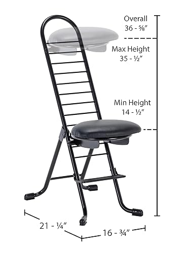 Miniatura 3 de Vestil CPRO-600S Sillas ergonómicas de trabajo de altura de acero de 14.25 pulgadas a 35.5 pulgadas. 220 libras de capacidad, color negro