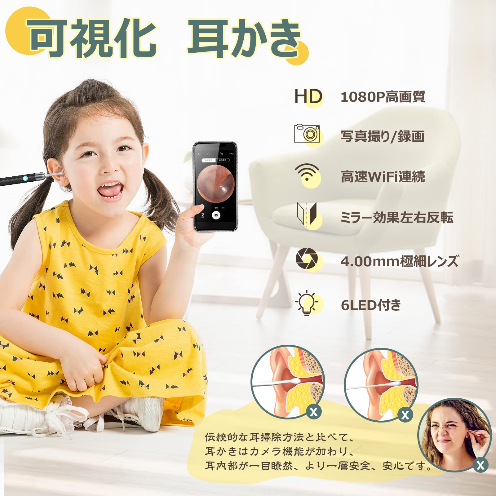 Amazon.co.jp: [アップグレード耳かき] 耳かき カメラ みみかき 耳掃除