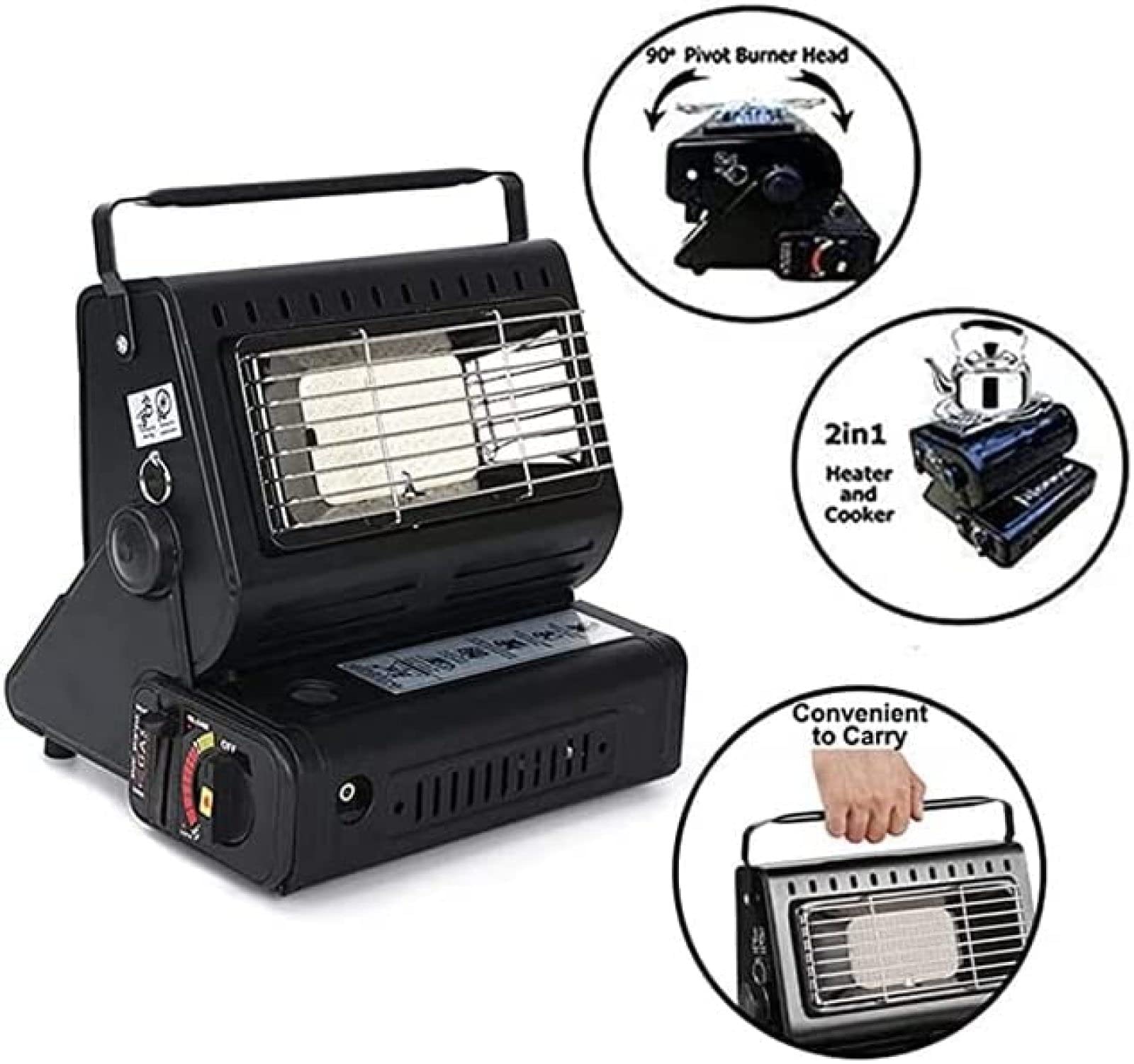 Kaufbasar 2-in-1 Gasheizer Mit Kochfunktion | Tragbarer Heizer Für Camping & Zelt | 1,3 KW Keramikbrenner