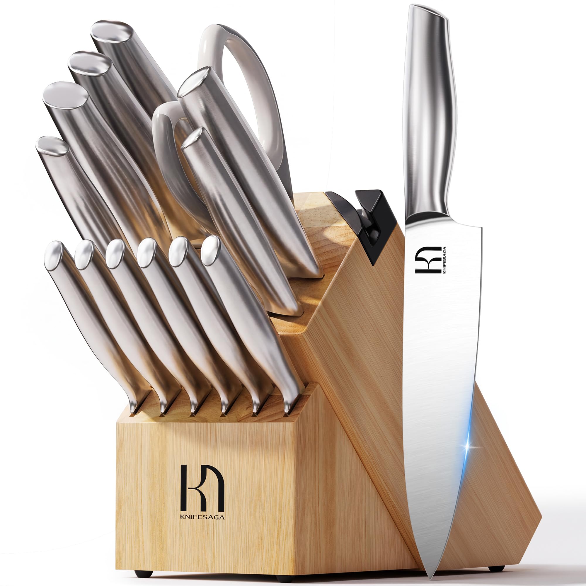 KnifeSaga Premium 14-Piece Knife Block Set