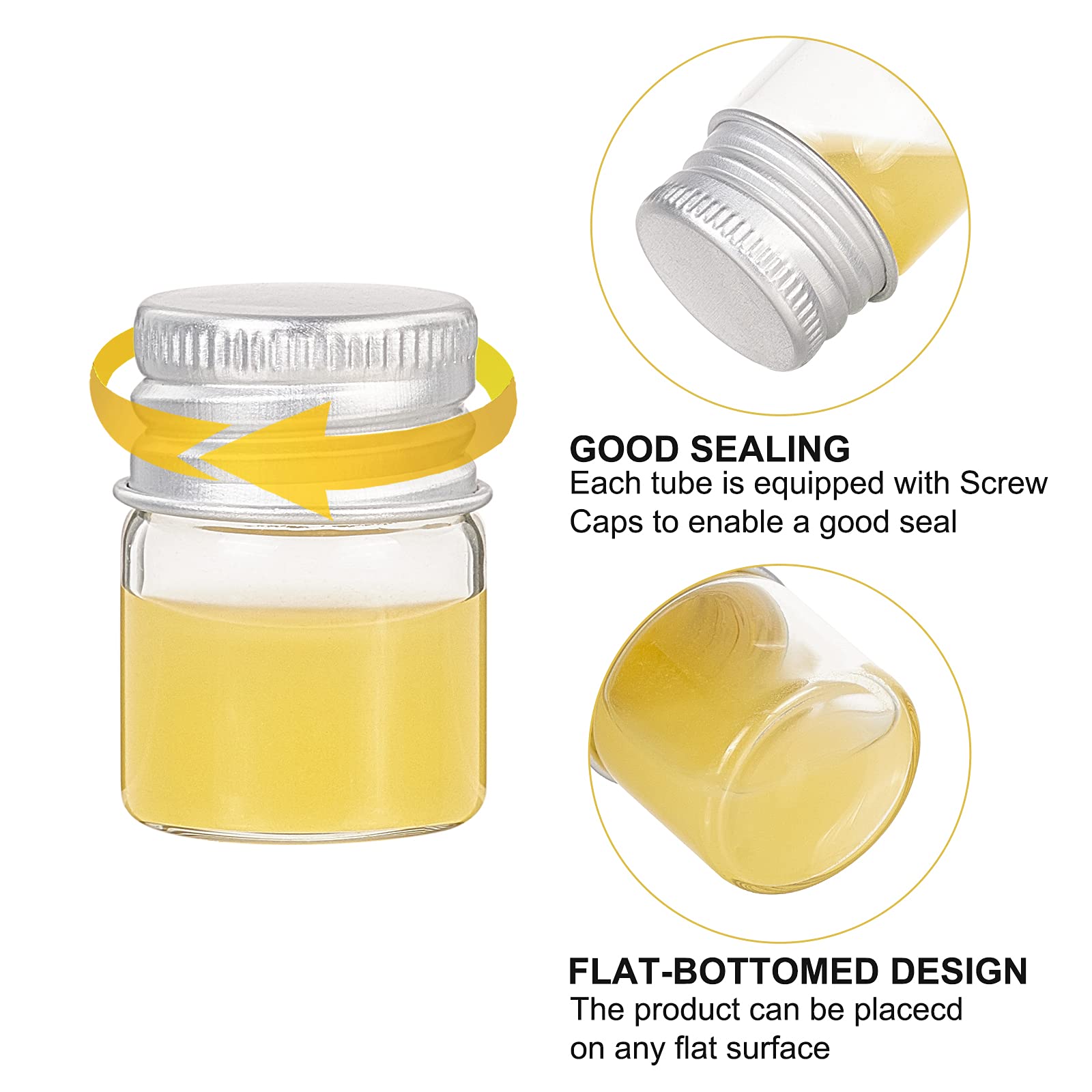BENECREAT 20 pz Bottiglie di Vetro Sgillate da 5 ml con Tappo A Vite In Alluminio, Flacone Campione Liquido Trasparente per Flacone Messaggio, Bottiglia Dei Desideri