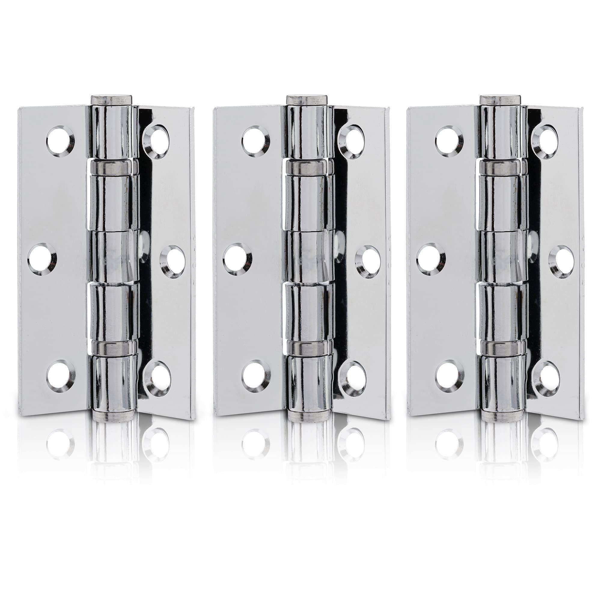 Xfort Polished Chrome 3 Inch (75Mm) Ball Bearing Door Hinges In Internal Door Hinges For Wooden Doors - 3 Pack