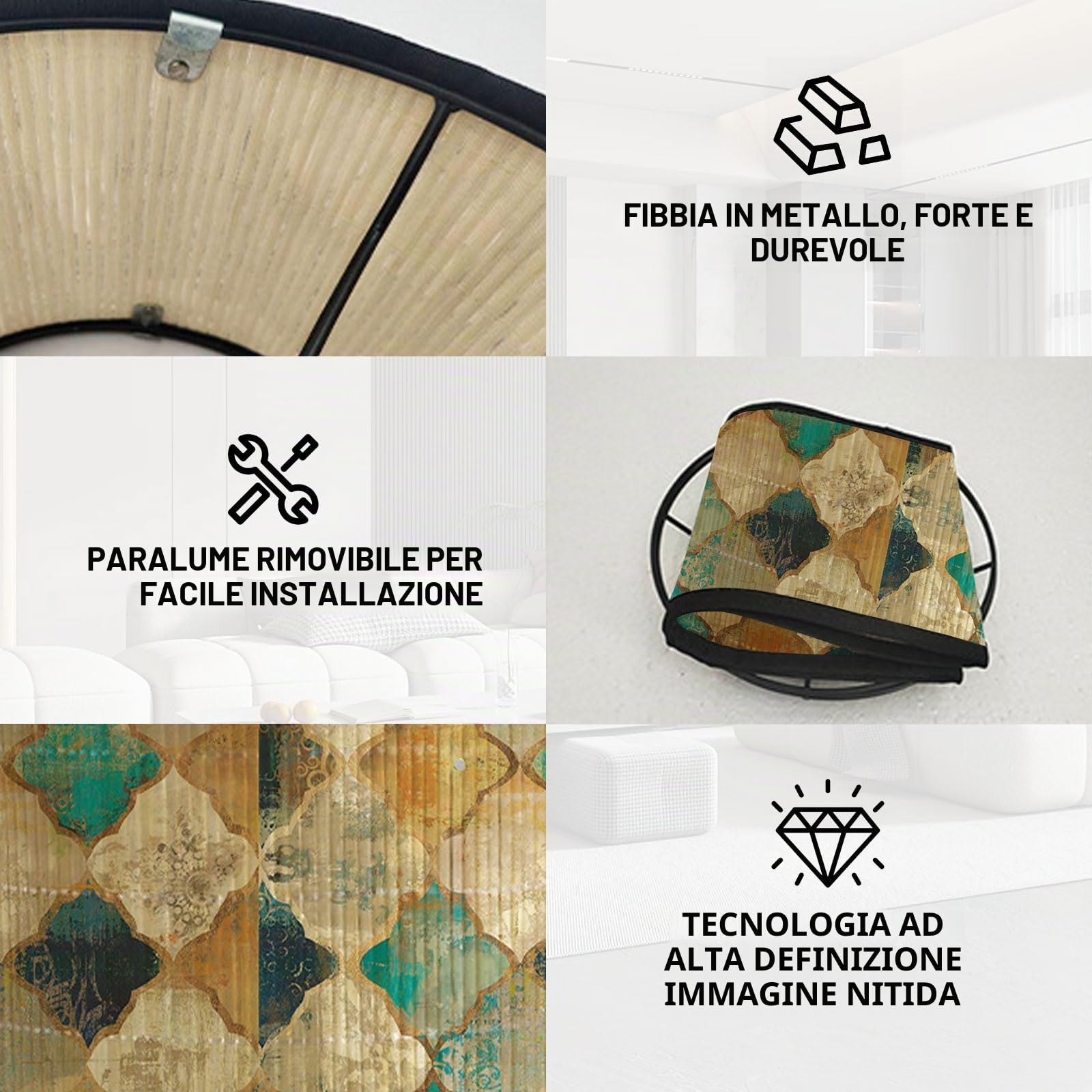 Paralume in Tessuto, 30 X 20 Cm, Paralume Rimovibile Per Lampada Da Tavolo con Stampa Antica, Lampada Da Terra, adatto per Lampade da Tavolo, Lampadari e Lampada da Terra Retrò(E)