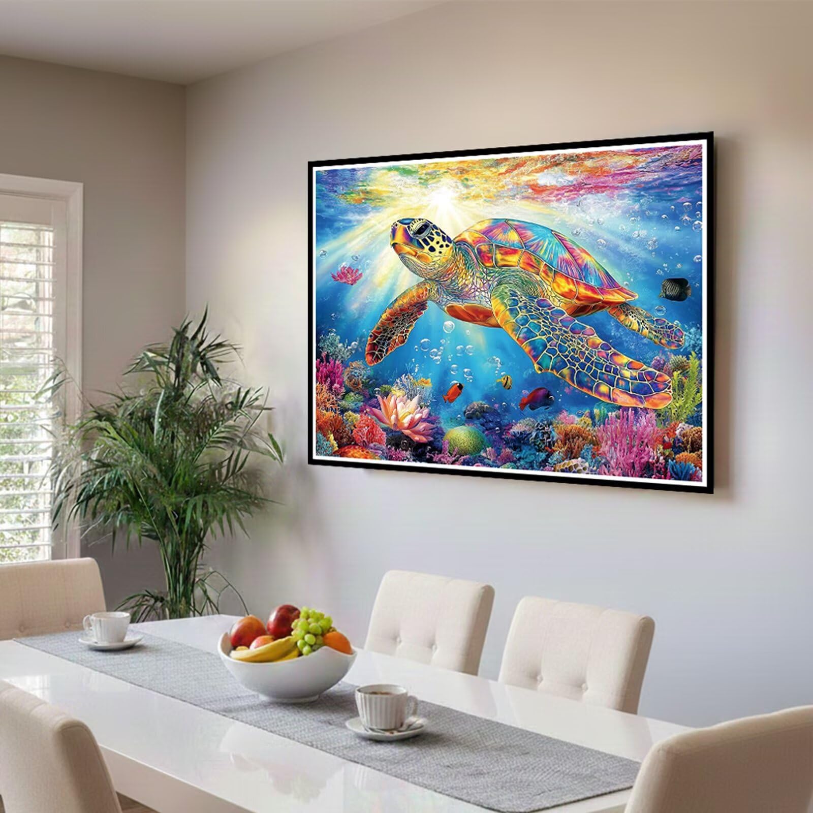 Malowanie według liczb, dla dzieci od 10, żółw, malowanie według liczb, dla dorosłych, duży, 60 x 90 cm, zwierzęta, malowanie liczbami, farby akrylowe, "zrób to sam", obraz olejny na płótnie, zestaw