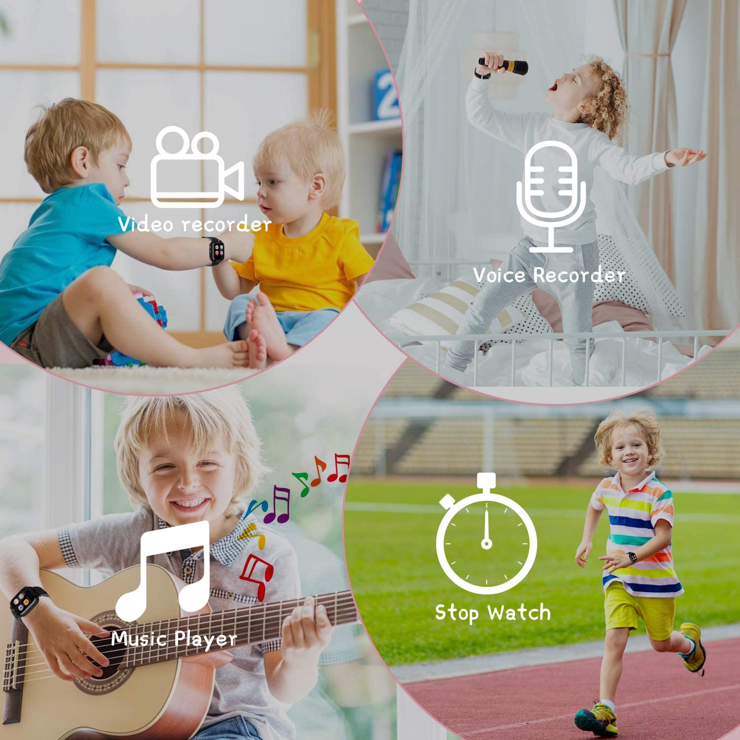 Smartwatch Bambini 24 Giochi Musica Contapassi Calorico, 2*Fotocamere Torcia Orologio Smartwatch Bambini Sveglia Video, Ragazzi e Ragazze Festiva Regalo di Natale 2-13 anni[Scheda SD integrata]