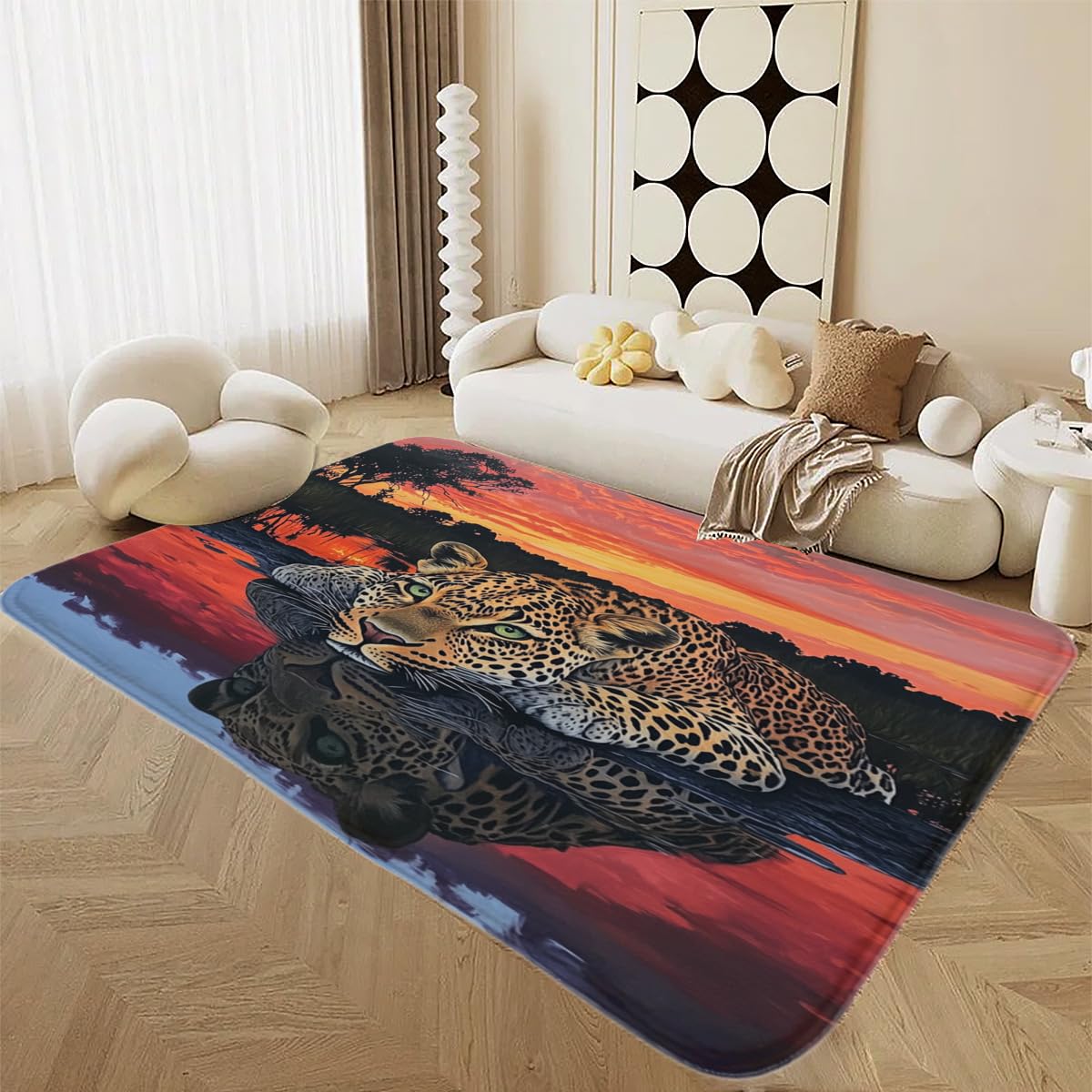Alfombra decorativa Leopardss flor árbol moderna para oficina y salón