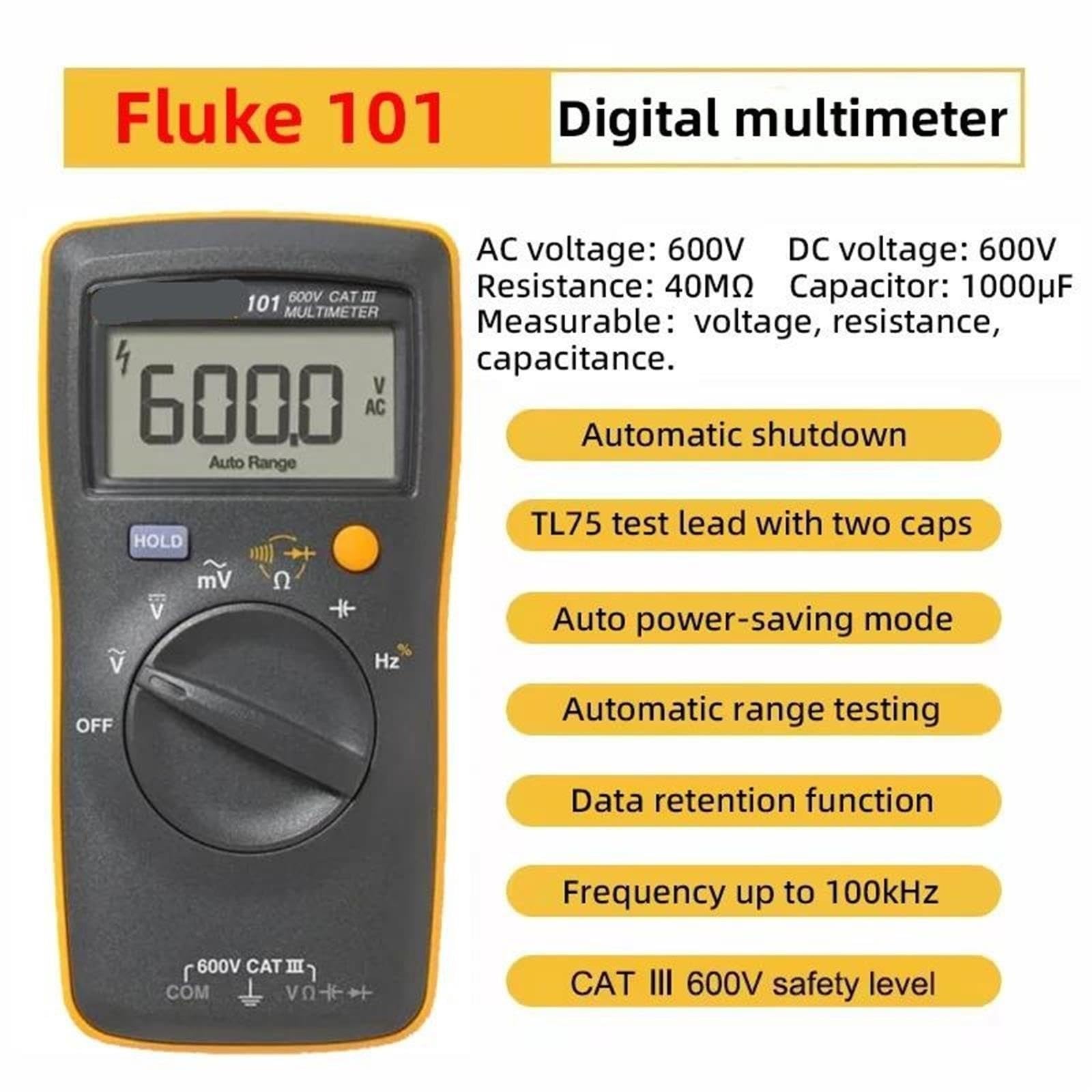 101/101+/101 Zestaw Multimetr cyfrowy Auto Zakres Cat III 600V