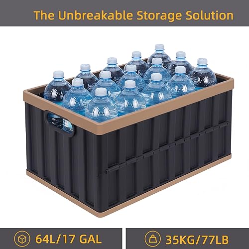 Vista 3 de Citylife Contenedores de almacenamiento plegables de 64L con tapas, contenedores de almacenamiento de plástico para organizar, caja de 2