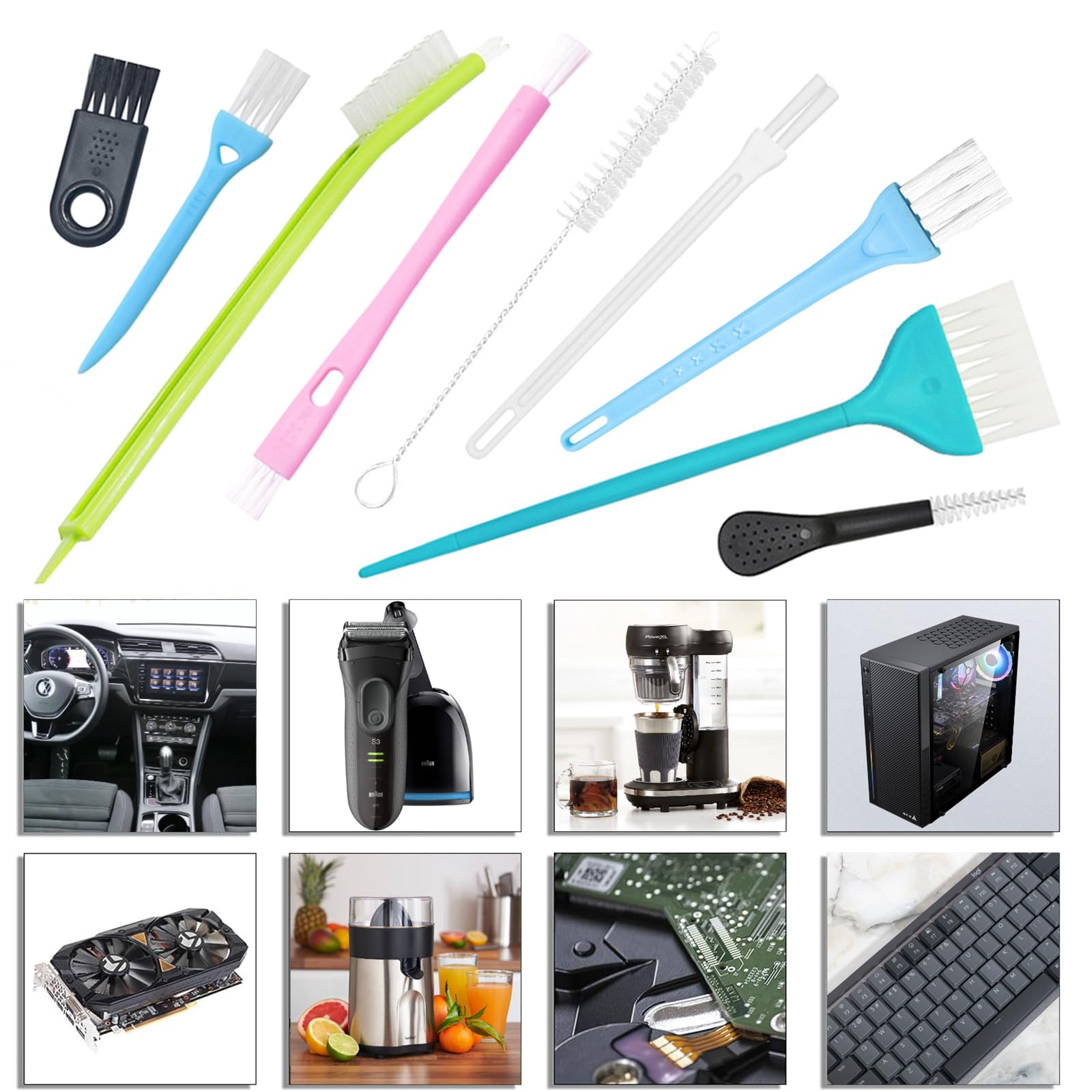 9Pcs Cleaning Brush Small Nylon Anti Static Brush Crevice Gap Cleaning Brush Door Window Track Groove Corner Crevice Cleaning Brushes PC Laptop Keyboard Cleaning Kit (9)