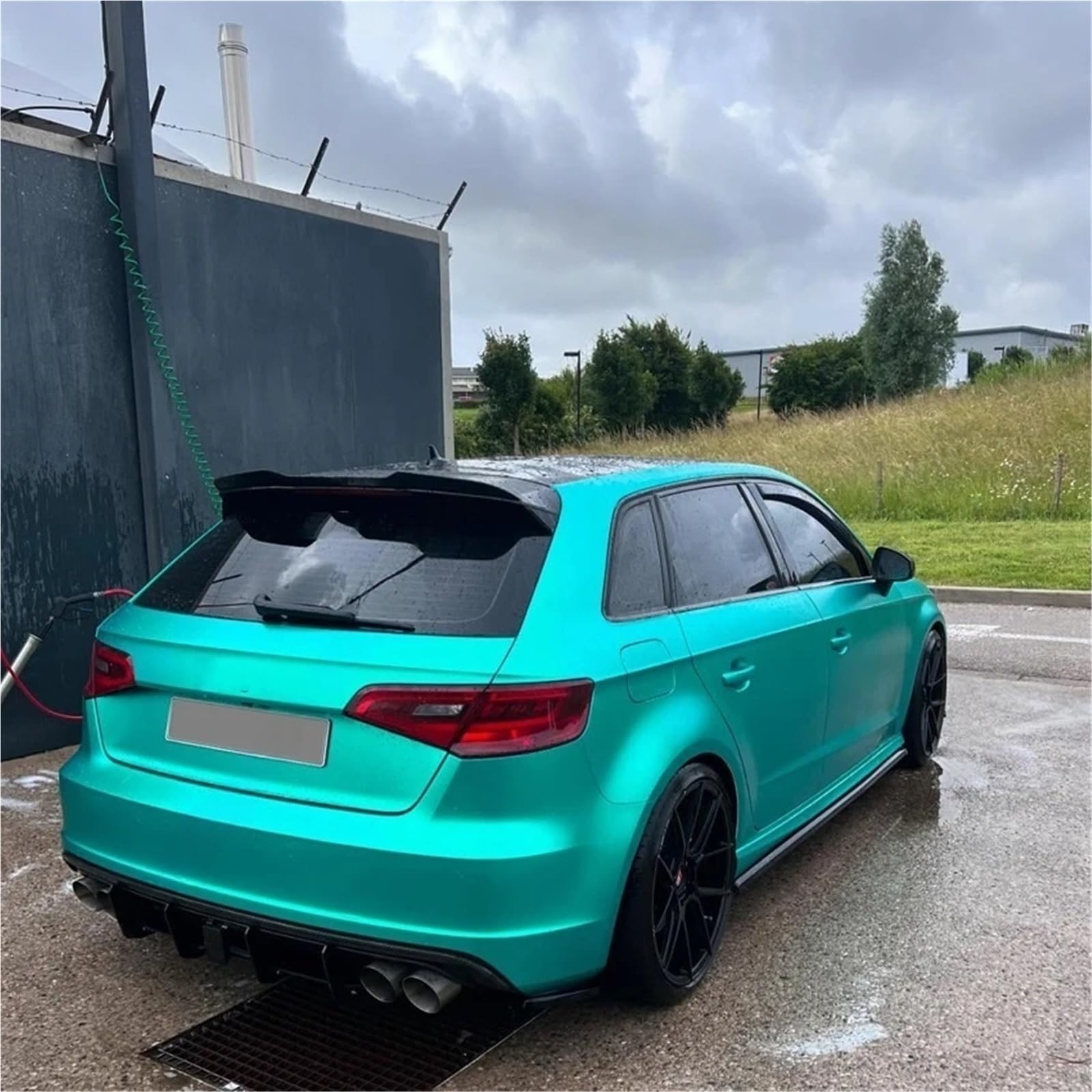 Spoiler dachowy tylnego bagażnika kompatybilny z Audi A3 S3 s-line 8V Sportback Facelift 2016-2020 plastik ABS Maxton Style zestaw aerodynamiczny(Carbon Look)