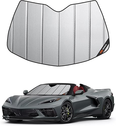 Miniatura 9 de Parasol de parabrisas para Chevy Corvette C7 2014-2019, reversible plateado/negro