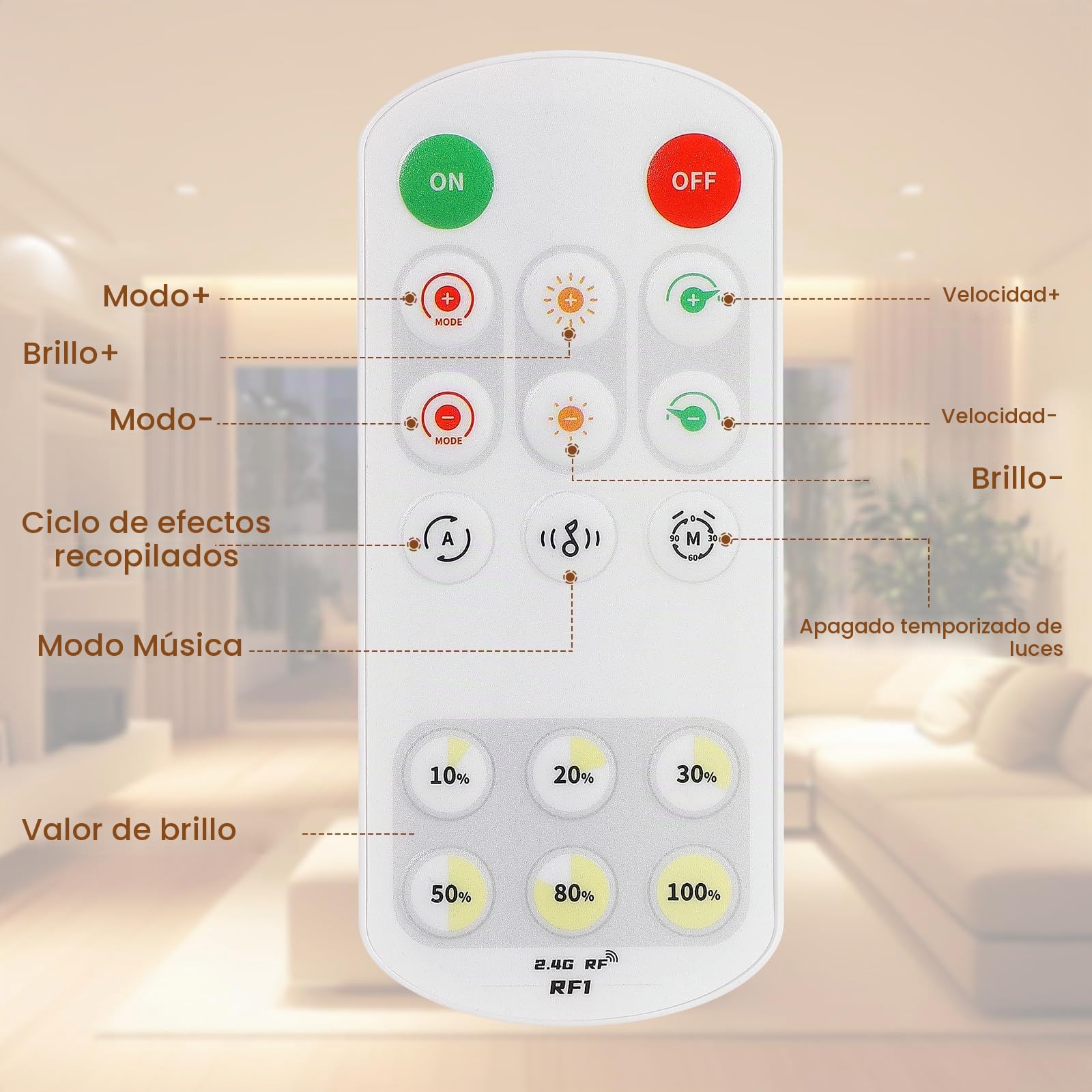 Tira LED COB 10m App, Tira LED Blanco Calido con App Inteligente y Control Remoto, Función Temporizador, Color Dinámico, Modo Música para Pared, TV Cocina Sala de Estar, 3000K